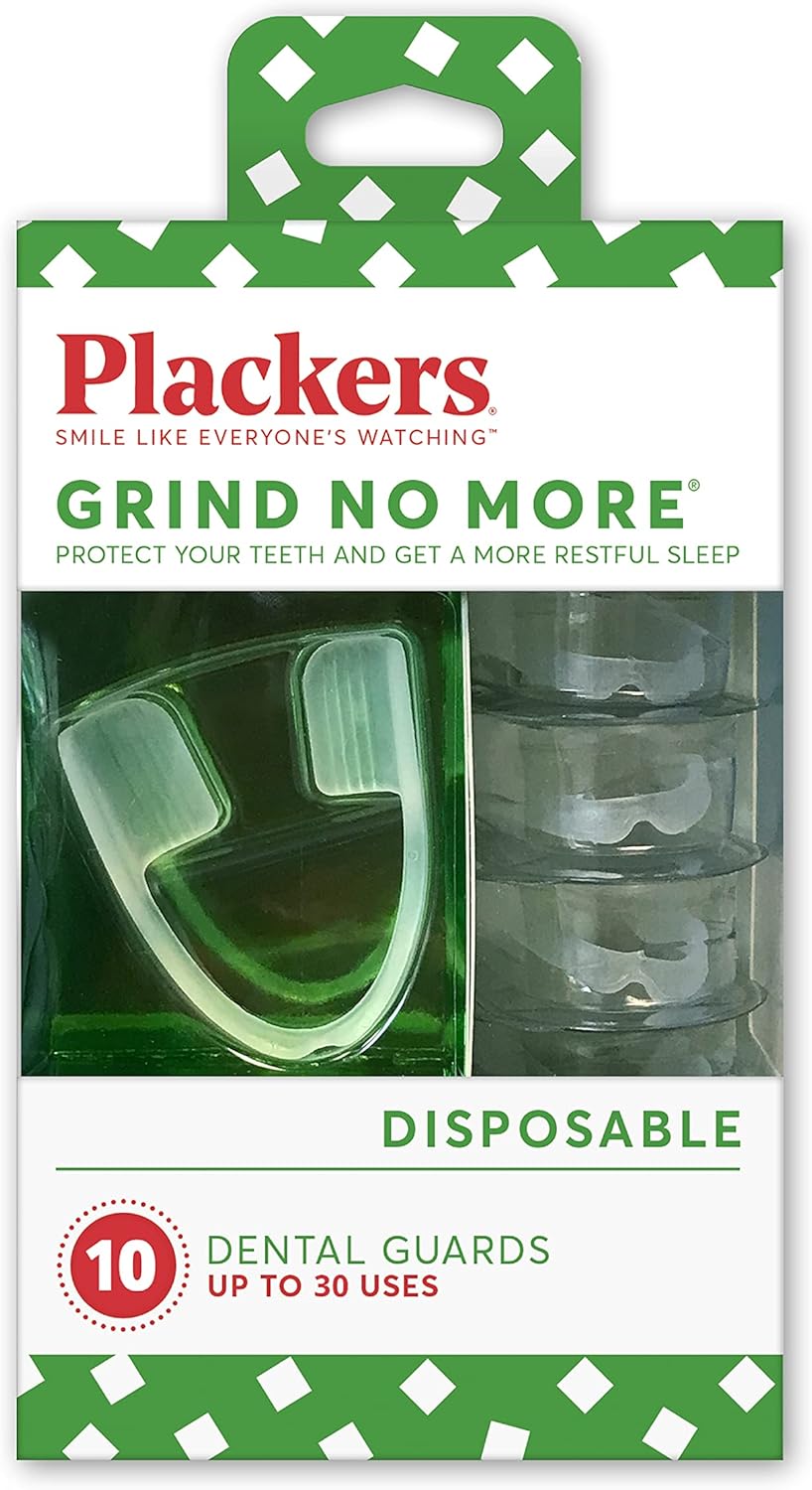 Protector bucal Plackers Grind No More para la noche, protección nocturna para los dientes, sin BPA, duerma bien, listo para usar, desechable, talla única para todos, 16 unidades
