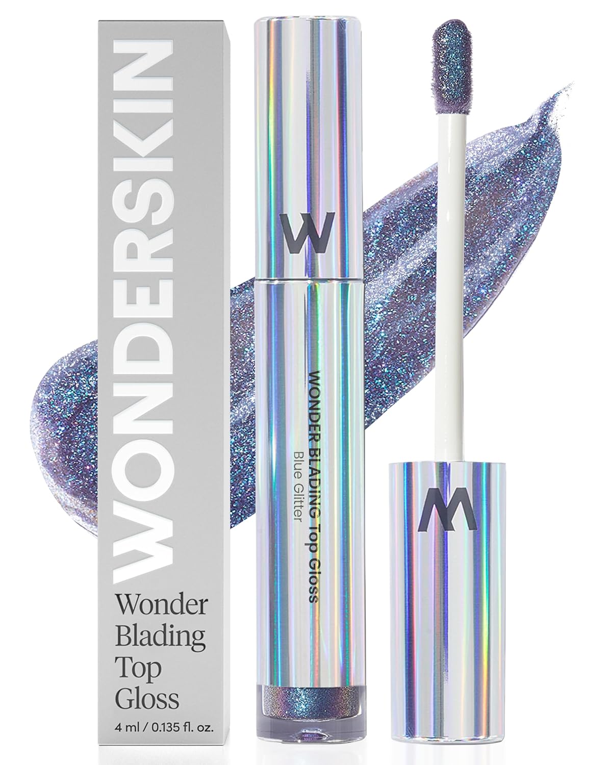 Brillo labial Wonderskin Blading Top Gloss, brillo labial de purpurina transparente, maquillaje labial hidratante y de alto brillo (brillo transparente)
