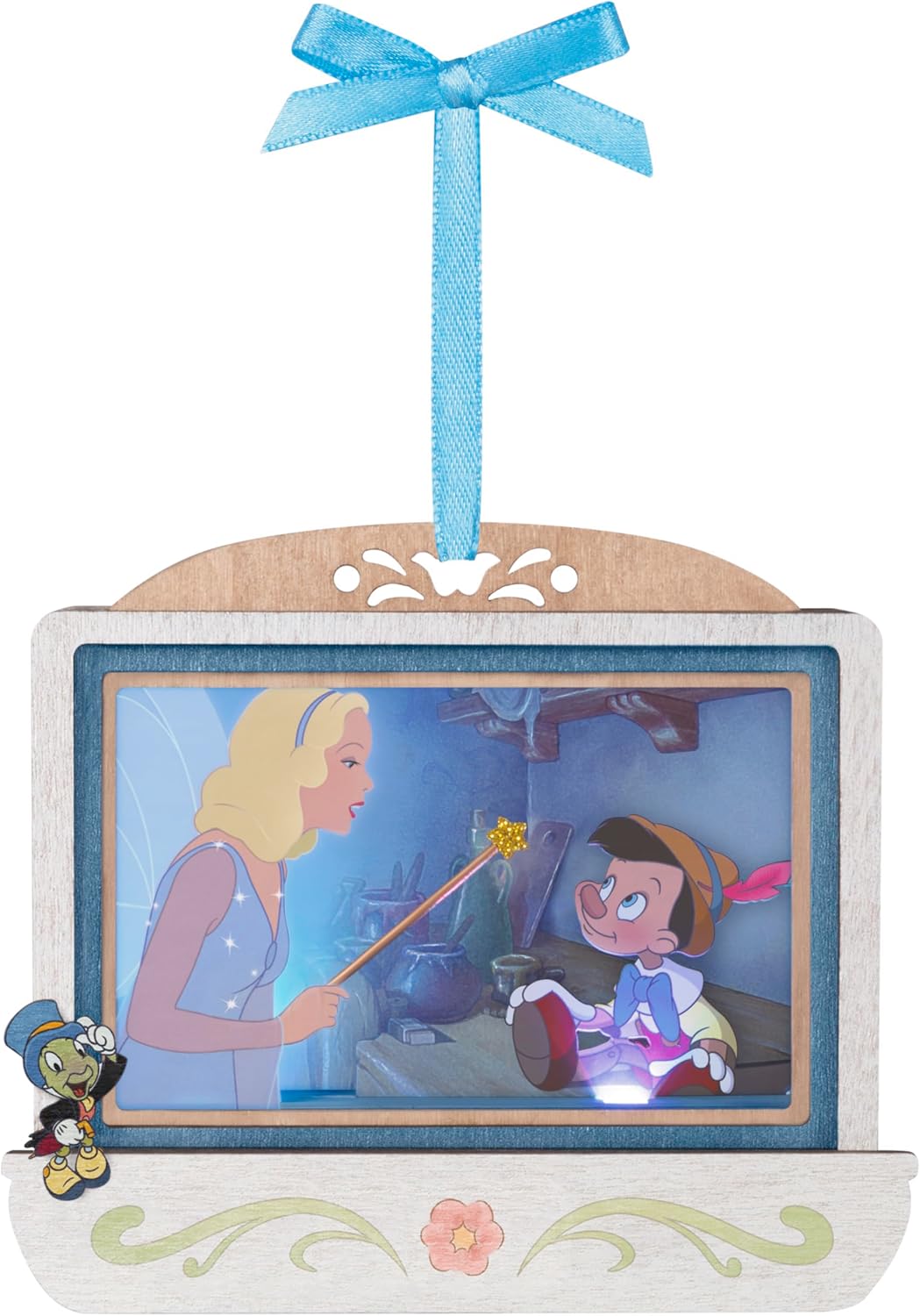 Hallmark Keepsake Adorno navideño de Disney, Pinocho, 85 aniversario, el deseo de Geppetto hecho realidad con luz, manualidades de papel, regalos para fanáticos de Disney