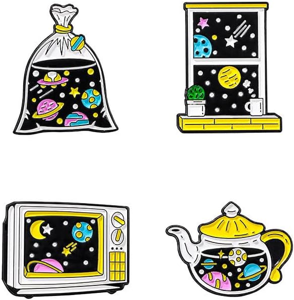 Space Star Planet Enamel Pins Explore Space Universe Planet Brooches Cartoon TV Teapot Space Star Planet Enamel Pins Accessories Gifts