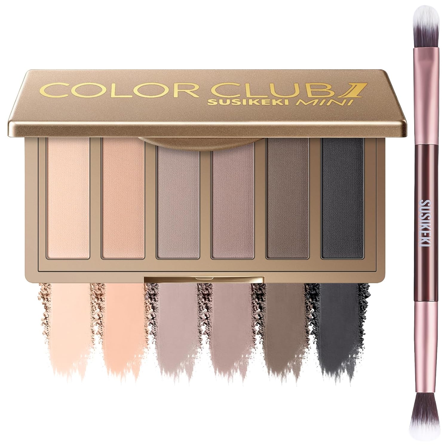 SUSIKEKI 6 Colores Mini Paleta de Sombras de Ojos Maquillaje Neutro Nude Ahumado Sombra de Ojos Taupe y Marrón Mate Paleta de Maquillaje con Espejo Altamente Pigmentado de Larga Duración Impermeable
