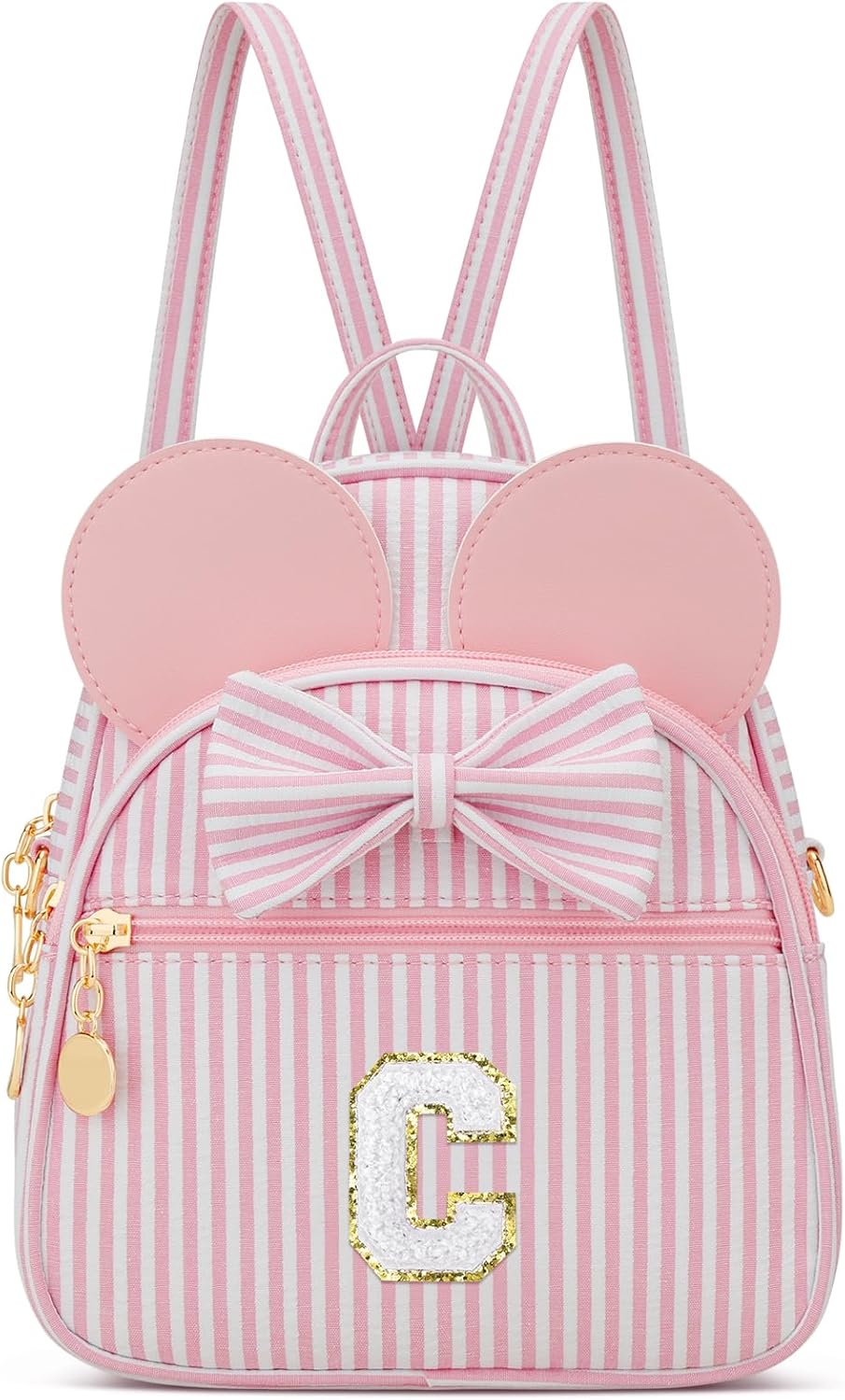 Regalo de cumpleaños personalizado para niñas pequeñas, mochila pequeña con inicial para niñas pequeñas, lindo mini bolso para niños de 3 a 10 años, rosa A