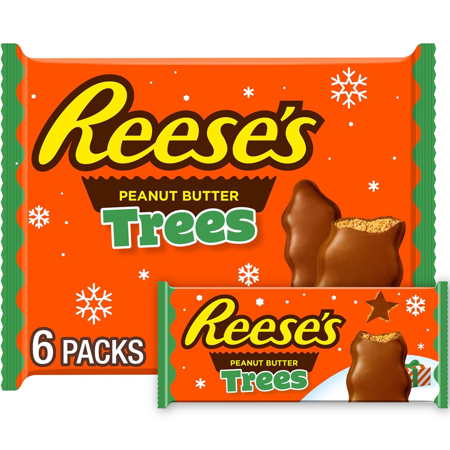 REESE'S Dulces de chocolate con leche y mantequilla de maní, Navidad, paquetes de 1.2 onzas (6 unidades)