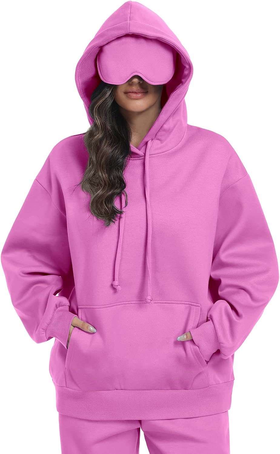 Sudadera con capucha SeSe Code de viaje con máscara para los ojos, sudadera unisex de forro polar de gran tamaño para dormir en el avión, para viajes por carretera, siestas, sudaderas con capucha para