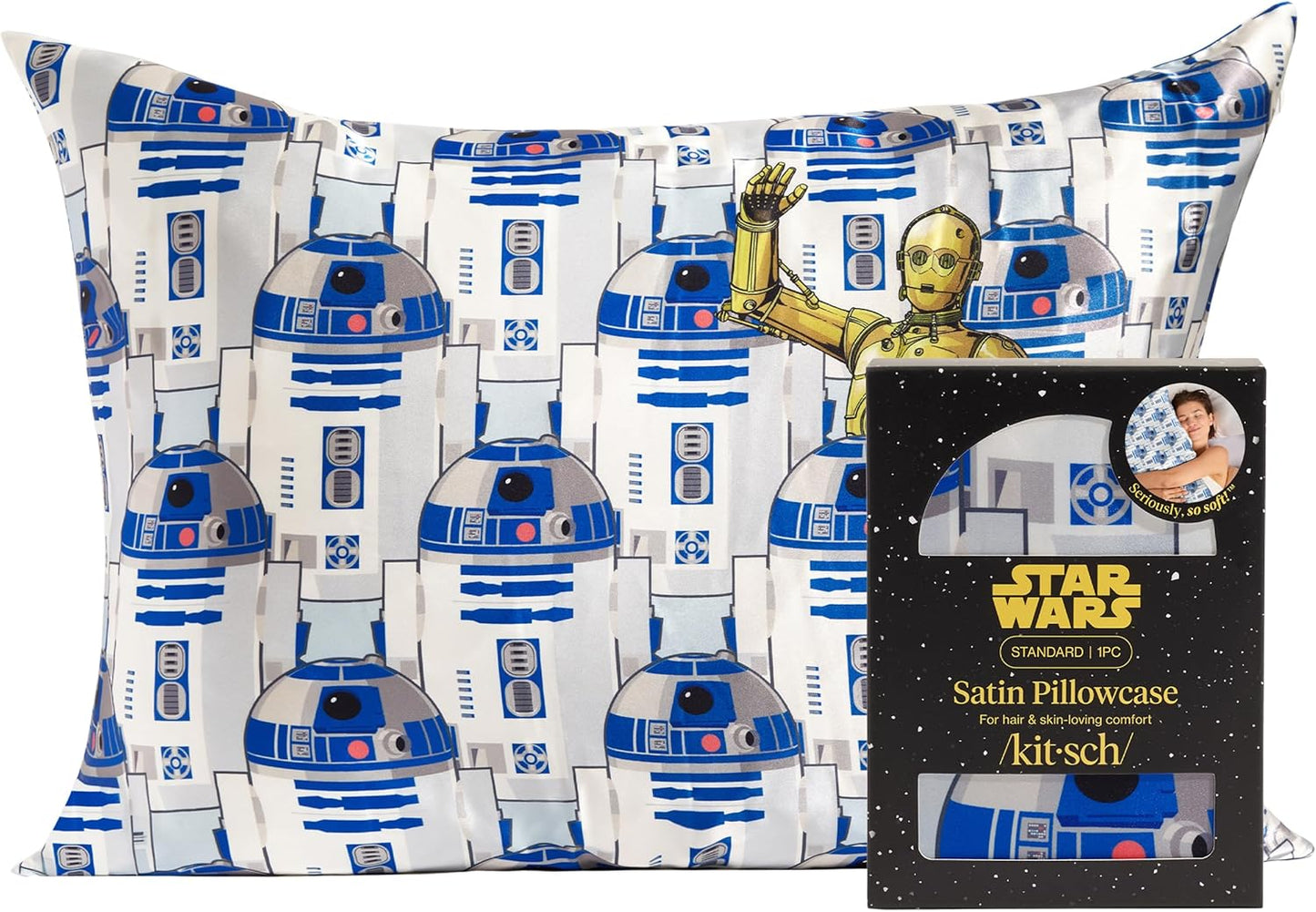 Kitsch x Star Wars Rebel Alliance - Funda de almohada de satén con cremallera para cabello y piel, más suave que las fundas de almohada de seda, funda de almohada de satén refrescante, fundas de almohada sin arrugas, tamaño estándar, 19 x 26 pulgadas