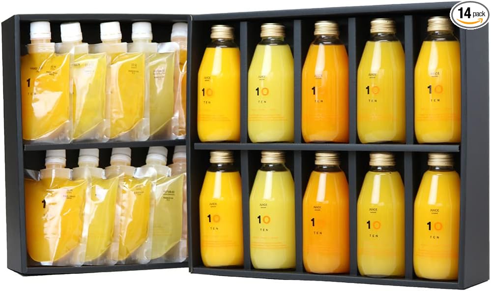 TP561GI 10FACTORY Gift Ehime Mandarin Juice, Ehime Mikan, 100% Juice, 10 Bottles (6.8 fl oz (200 ml), Set of 10 Types, Boxed, Wrapped, Compatible with Iron Paper, Tote Bag Included, High Quality, No Additives, Made in Japan, For Home Celebrations