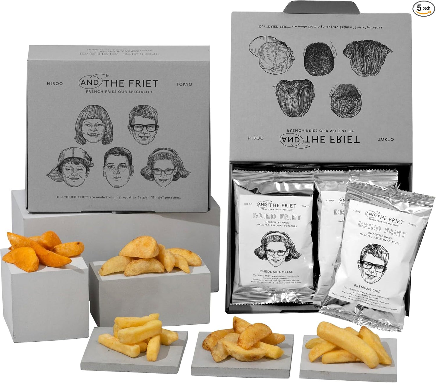 (Treat Yourself) AND THE FRIET Mini, Set of 5, Dry Friets, Snacks, Potatoes, Retirement, Tokyo Souvenir, Individually Wrapped, Souvenirs | Midway Sweets Housewarming Return Premium Potato Chips Assortment
