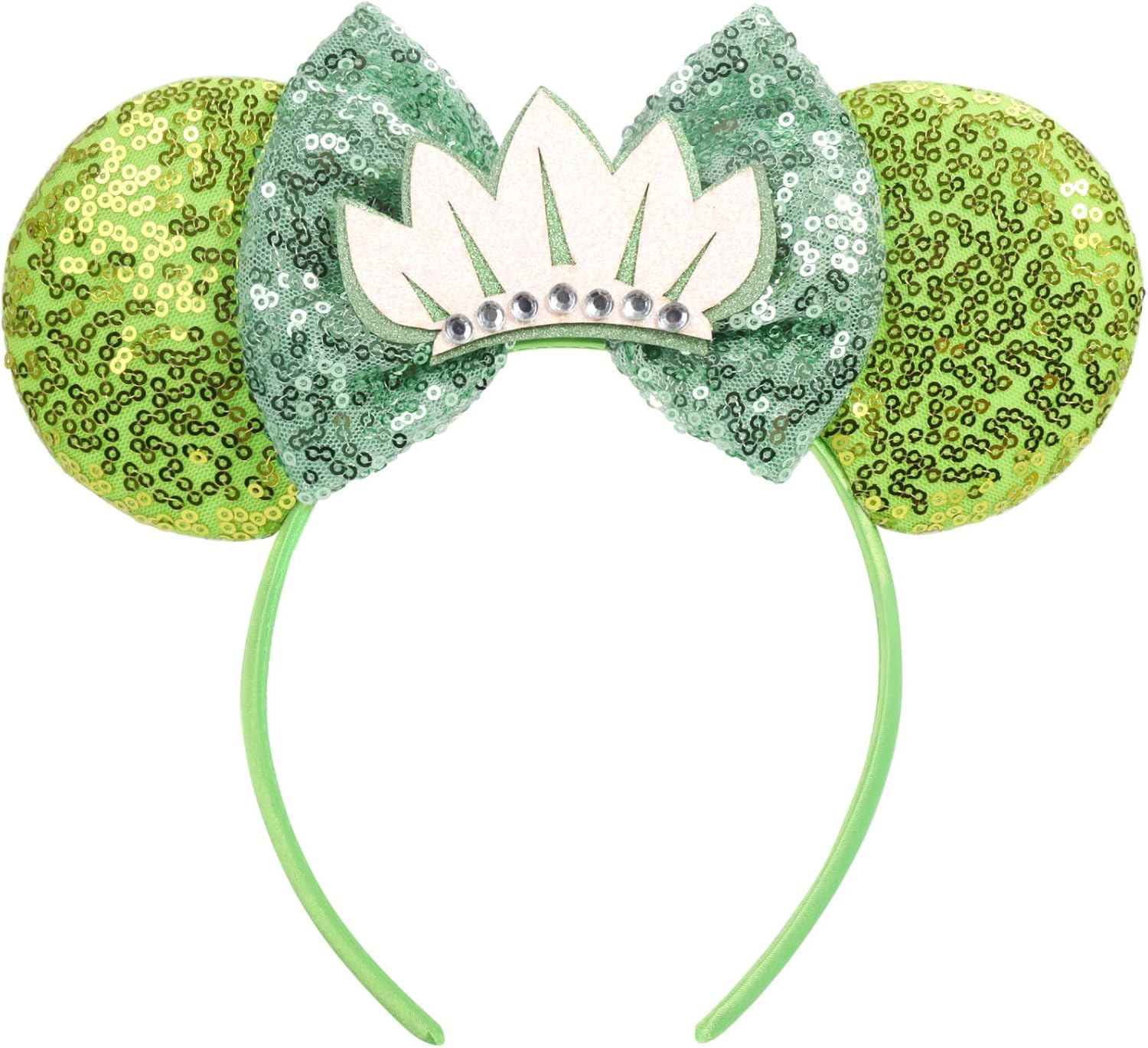 ETLUK - Diadema con orejas de ratón, orejas de animal con lazo de lentejuelas para mujeres y niñas, orejas de parques para accesorios de cosplay, fiesta (León)