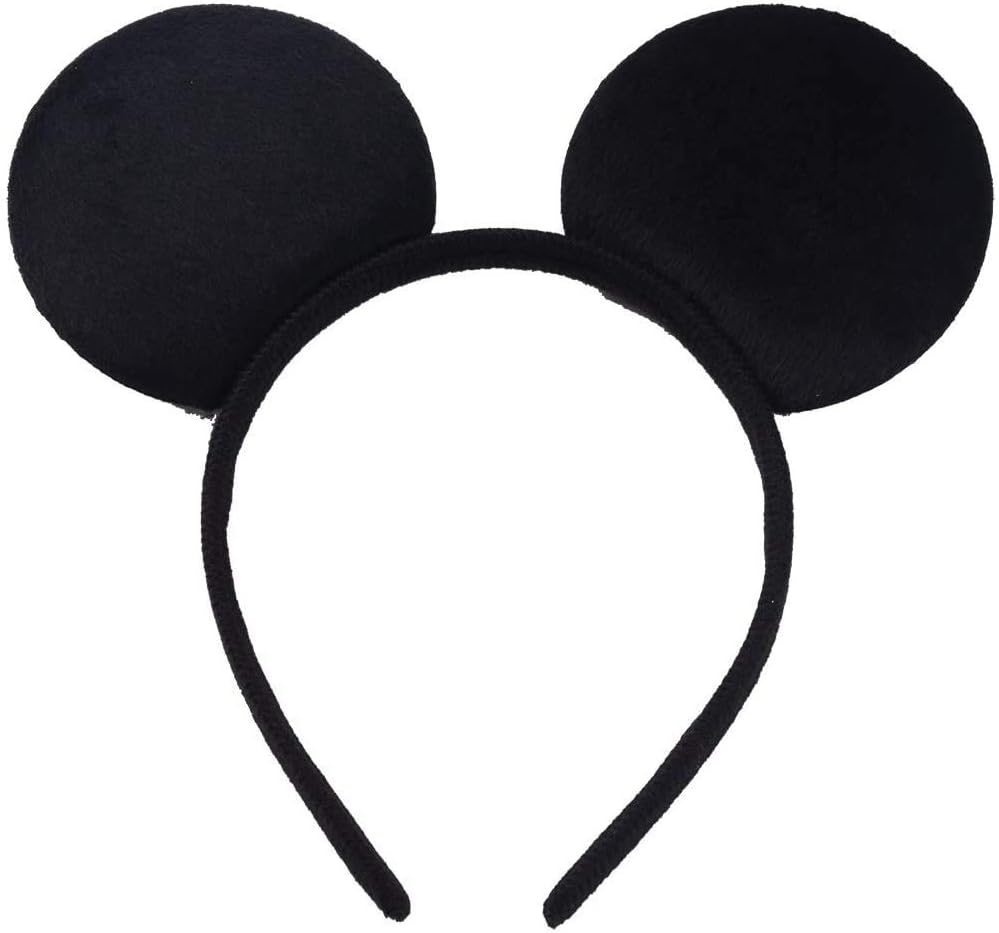 HENBRANDT Black Mickey Mouse Ears and Minnie Mouse Ears on Headband with Red and White Polka Dot Bow for Adults/Kids - Fancy Dress Accessory - Party Decoration Gift -