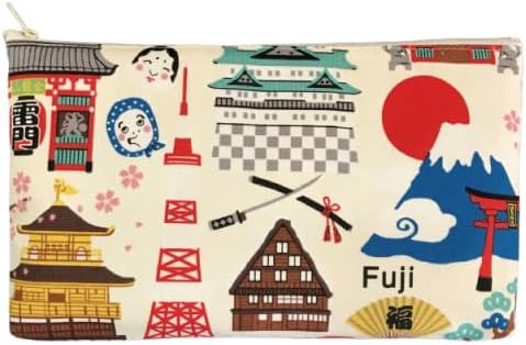 Kyoyu Pouch, Hello Nippon, Tokyo, Kyoto, Mount Fuji, Kaminarimon, Kinkaku-ji, Castle, Made in Japan, Cotton