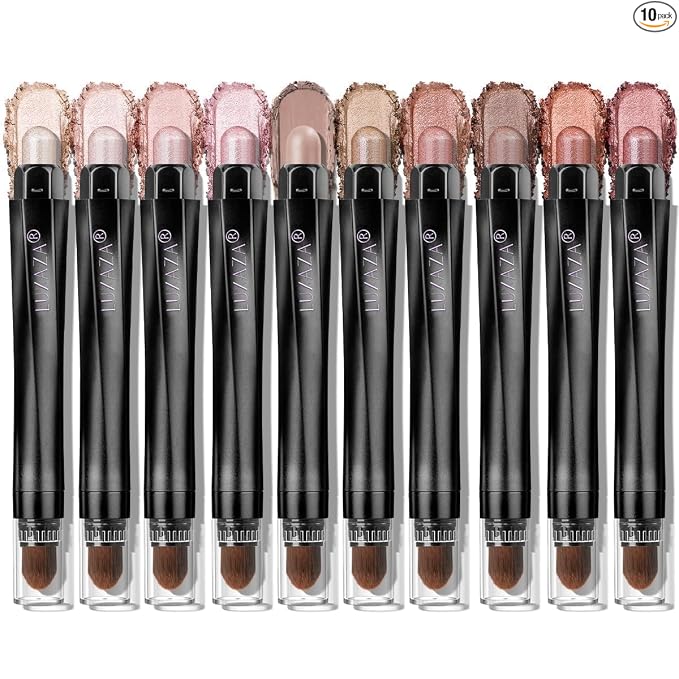 LUXAZA PRO Neutral Eyeshadow Stick Makeup 6PCS Set, Brown Nude Metallic Shimmer Matte Cream Eye Shadow Palette Eyeliner Brightener Pencil Crayon, Party Makeup - BROWN CANYON