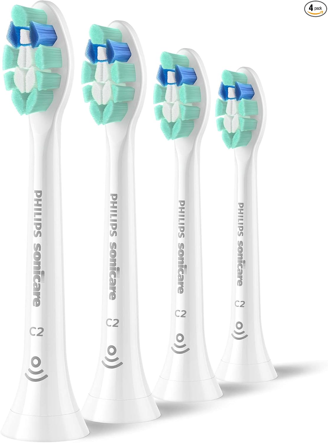 Philips Sonicare C2 Plaque Control - Cabezales de repuesto genuinos para cepillo de dientes eléctrico, Blanco, paquete de 3, HX9023/65
