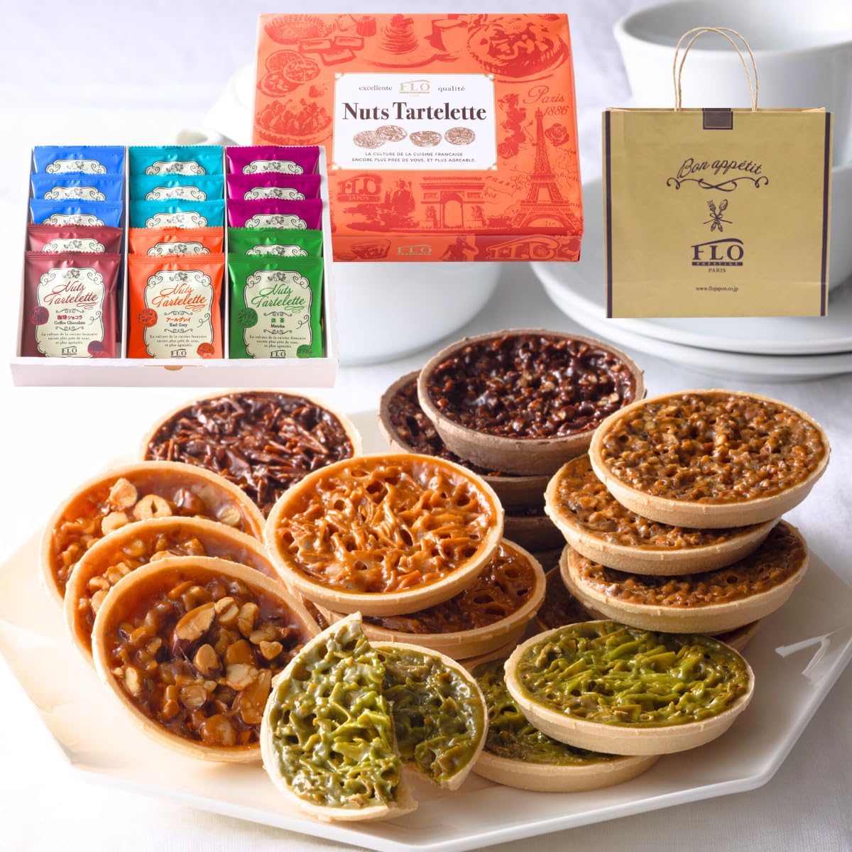 FLO PRESTIGE 6 Types of Tartlets Gift Medium Box of 15 with Carry Bag