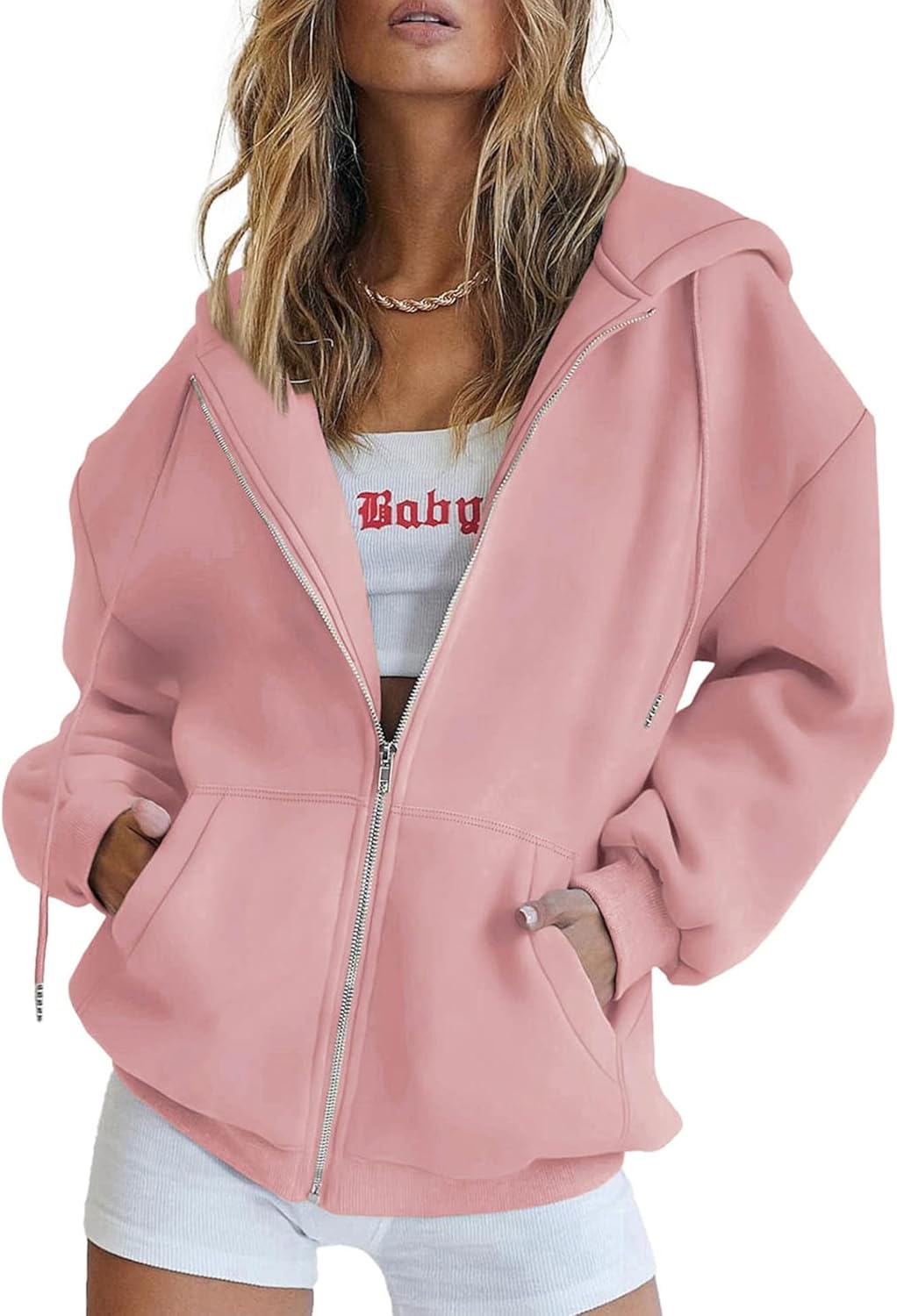 PRETTYGARDEN Sudaderas con capucha Y2K con cremallera para mujer, estilo casual, manga larga, para otoño e invierno, chaquetas con bolsillos