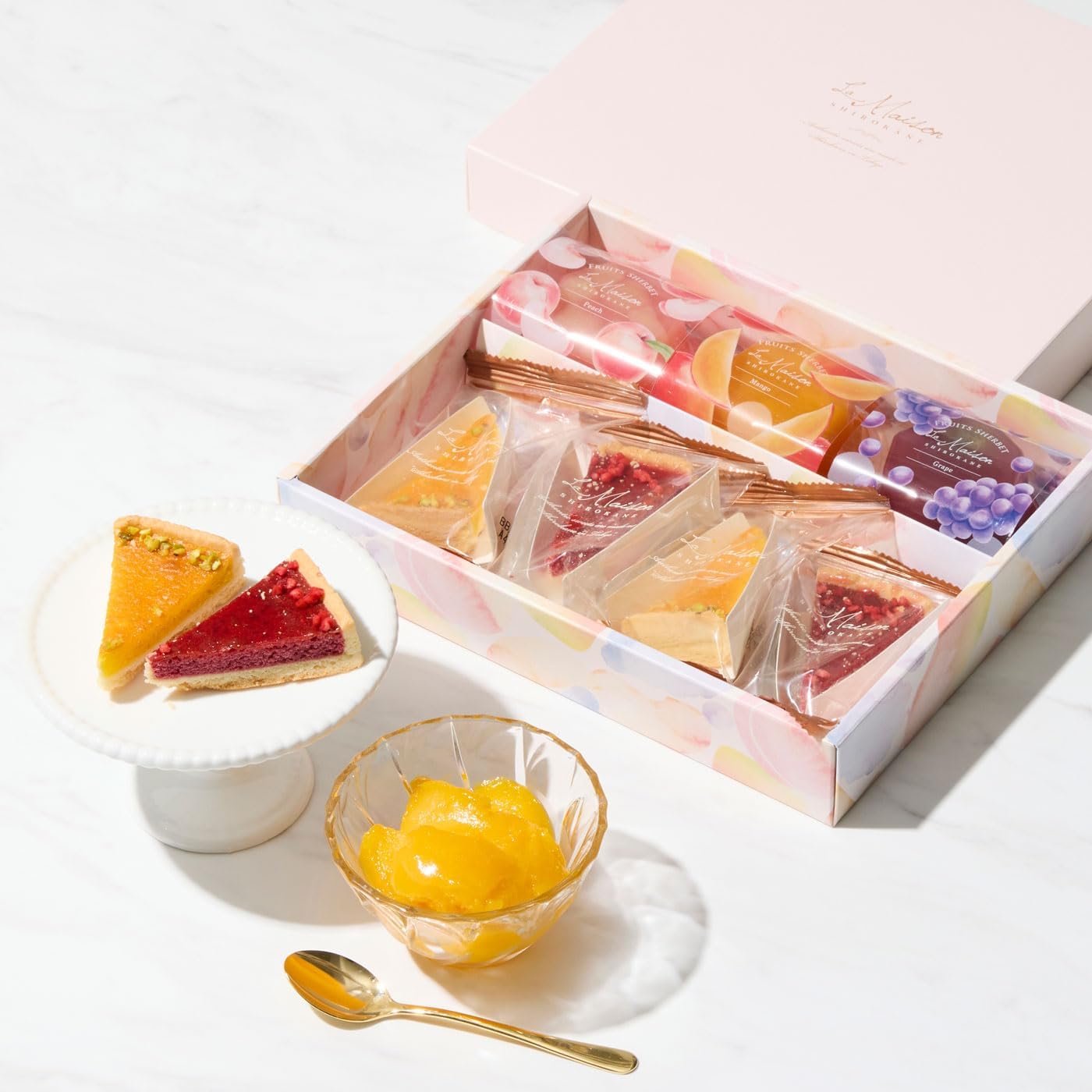La Maison Platinum 2-Layer Fruit Jelly & Frozen Sherbet, Set of 7, Confectionery, Summer Gift, Assorted, Packaged, Individually Packaged, Store at Room Temperature, Gift
