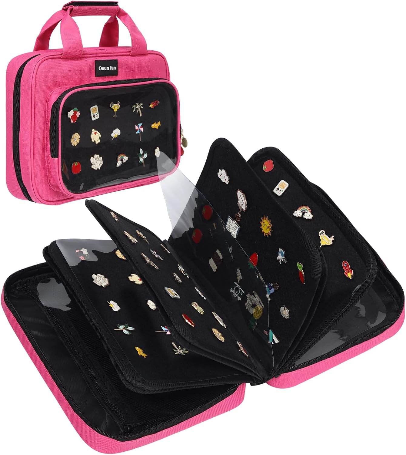 Bolsa de exhibición de pines esmaltados, libro de intercambio de pines de 8 páginas, tablero de pines coleccionable, adecuado para almacenar alfileres, broches, parches (negro)