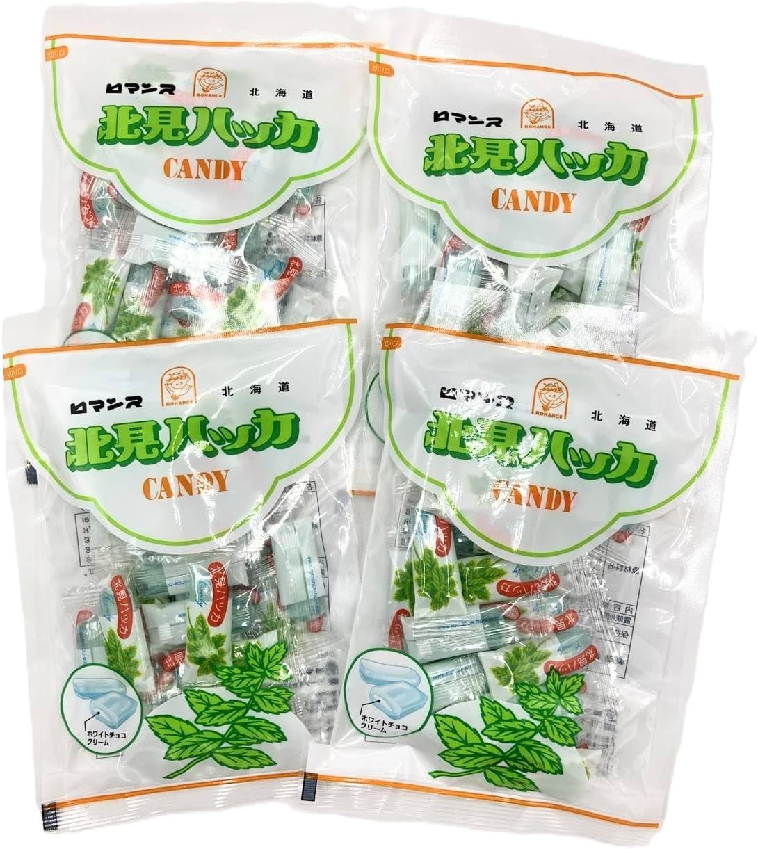 Romance Seikatsu Hokkaido Melon Candy, Set of 4 Bags, Individually Wrapped, Candy, Candy, Sweets, Sunsubata Melon Flavor, Souvenir, Home Use