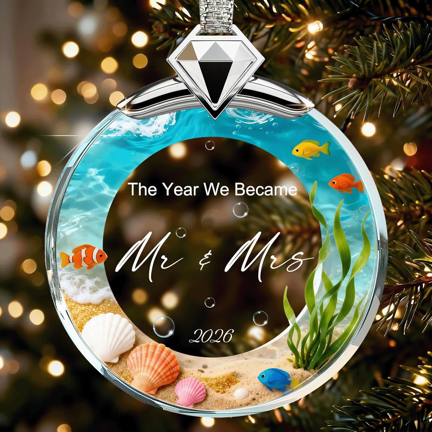 Regalos de boda para parejas, cristal de cristal 2026, adorno de primera Navidad para casados, ideas de regalos de boda para recién casados, regalos de despedida de soltera para novia-05