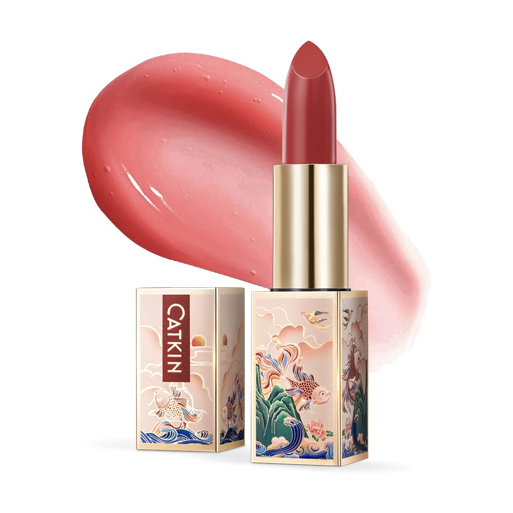 CATKIN Bálsamo labial tintado con purpurina para labios ultra hidratante, humectante labial, cuidado de labios con vitamina E nutritivo para labios agrietados y secos, 0.12 onzas, C15 Destiny, rojo