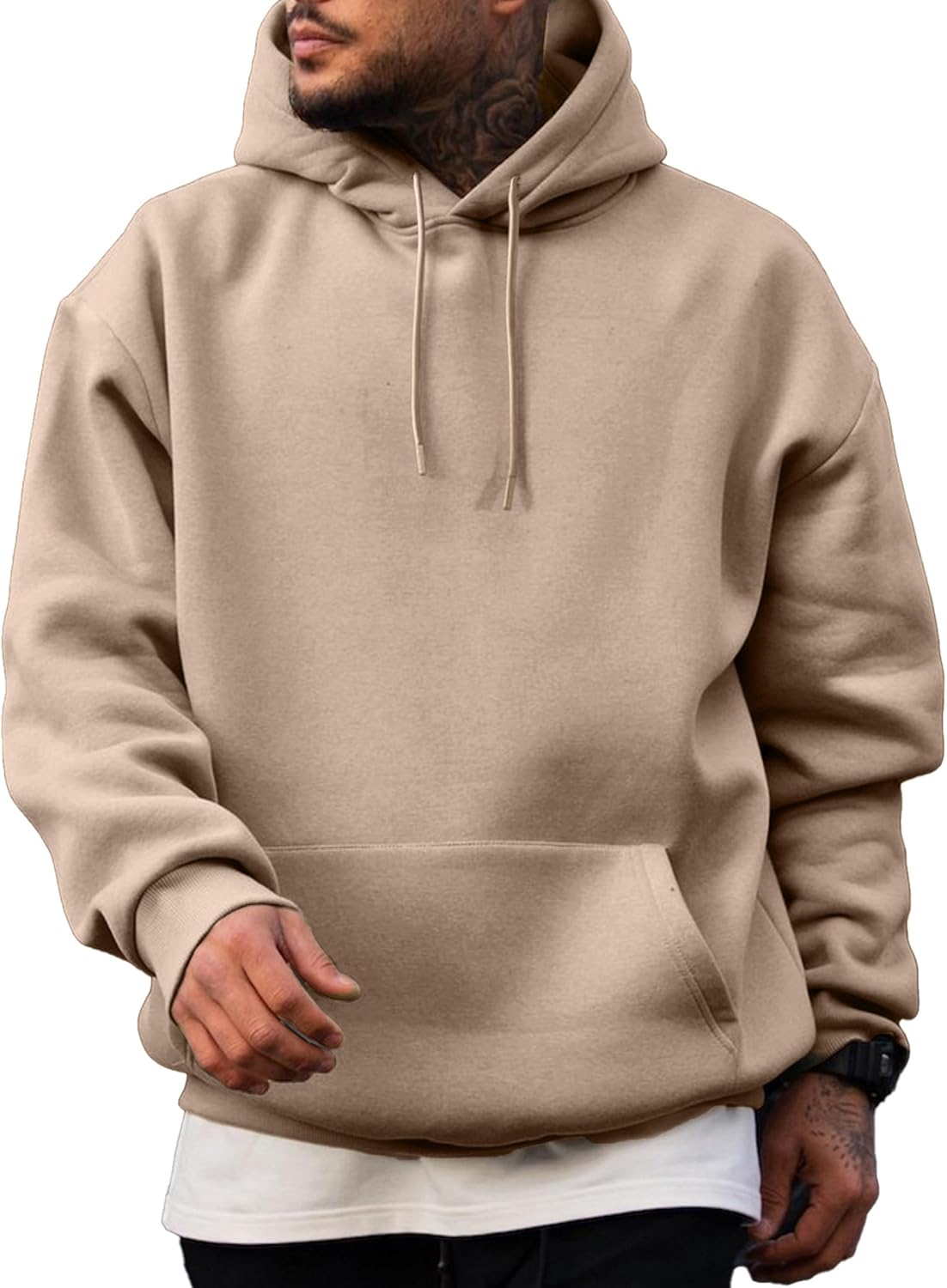 JMIERR - Sudaderas con capucha de manga larga para hombre, estilo casual, con cordón en el cuello, de algodón | Cómodo suéter con forro polar, capucha con cordón ajustable, bolsillo canguro, ajuste regular, lavable a máquina