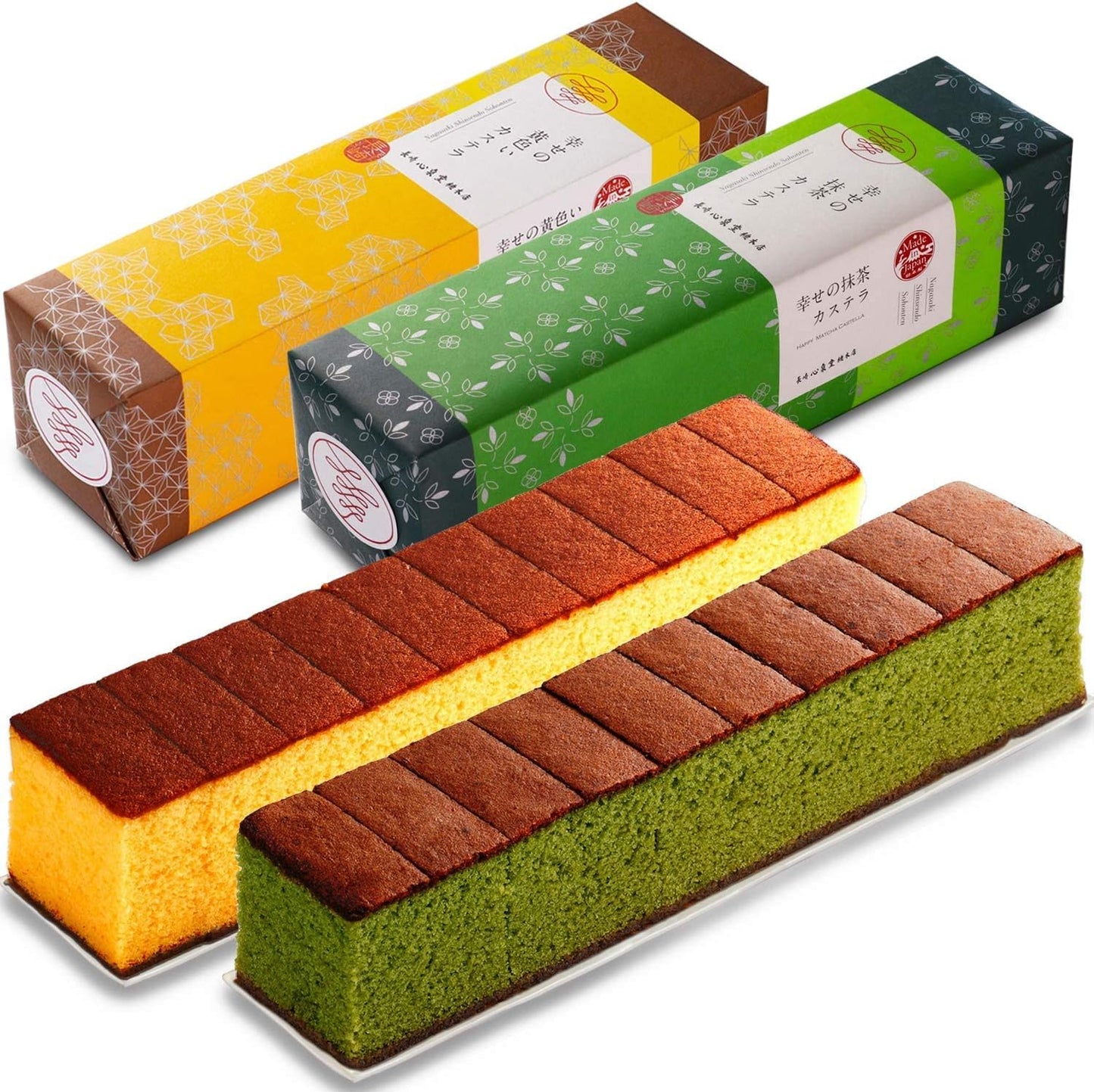 Nagasaki Shinsendo Nagasaki Castella Try Me Set - Happy Yellow Castella and Strawberry Castella, 310g Each, 2 Pieces, T600x2