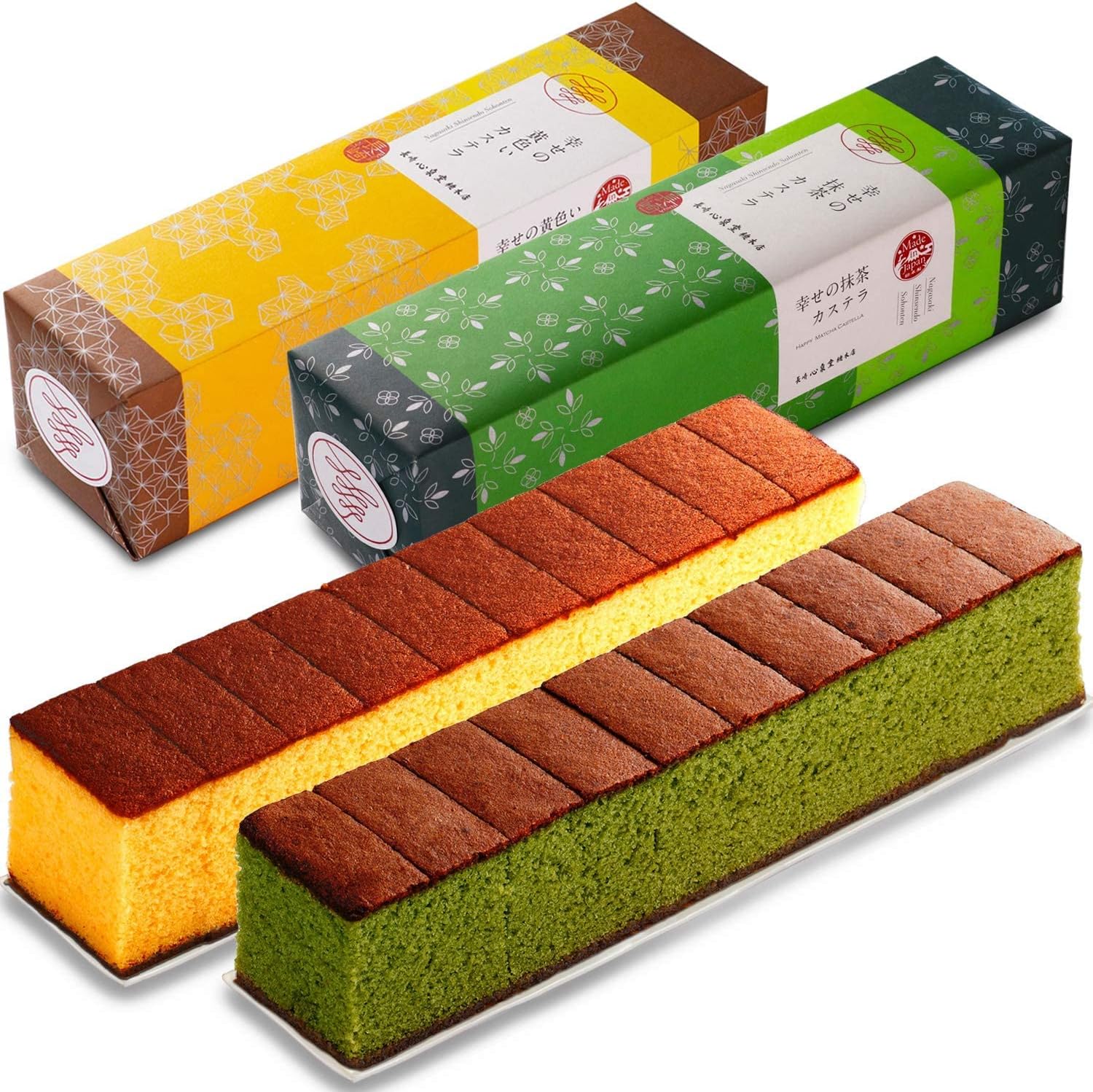 Nagasaki Shinsendo Nagasaki Castella Try Me Set - Happy Yellow Castella and Strawberry Castella, 310g Each, 2 Pieces, T600x2