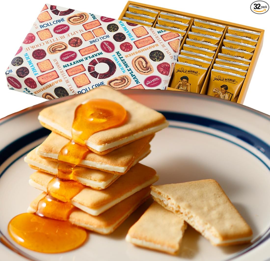 The Maple Mania Maple Butter Cookies, Sweets, Gifts, Tokyo Souvenirs, Individually Wrapped, Gift, Return, Home Celebration, Baked Sweets, Retirement, Stylish, Adult (Pack of 9)