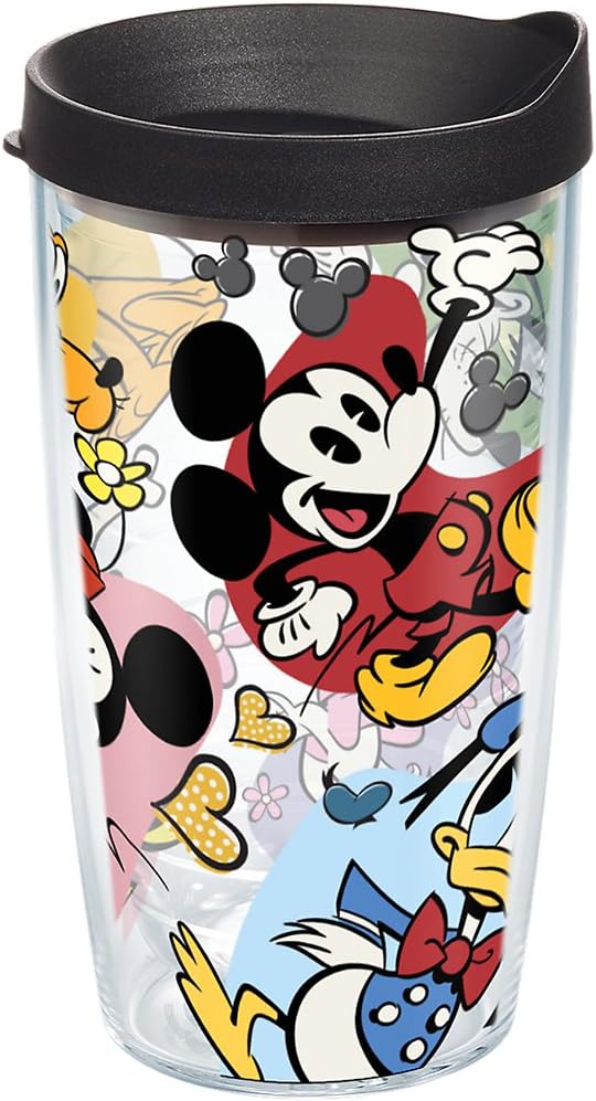 Tervis Disney - Vaso de personajes clásicos con envoltura y tapa negra, 24 onzas, transparente