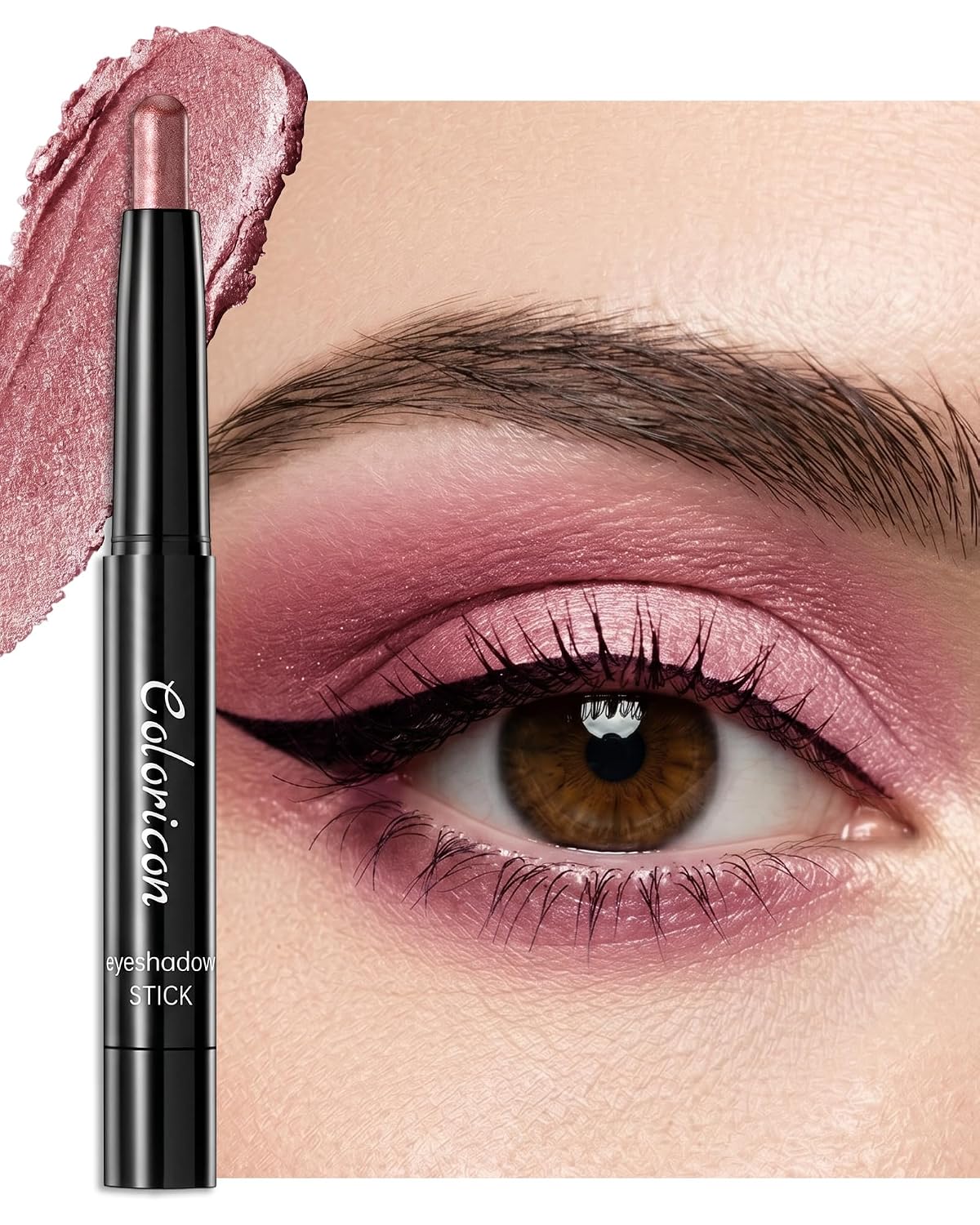 Erinde - Barra de sombra de ojos brillante impermeable, sombra de ojos en barra de crema marrón púrpura, lápiz de sombra de ojos en polvo de larga duración, a prueba de arrugas, sombra de ojos cremosa