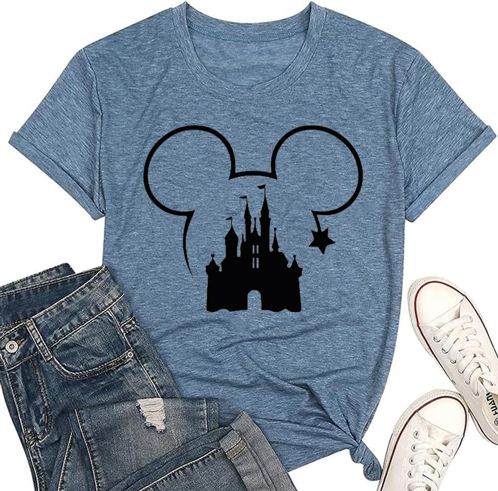 Camisa mágica para mujer, camiseta del Reino Mágico, camiseta gráfica de castillo, vacaciones familiares, tops de manga corta, tops casuales de verano