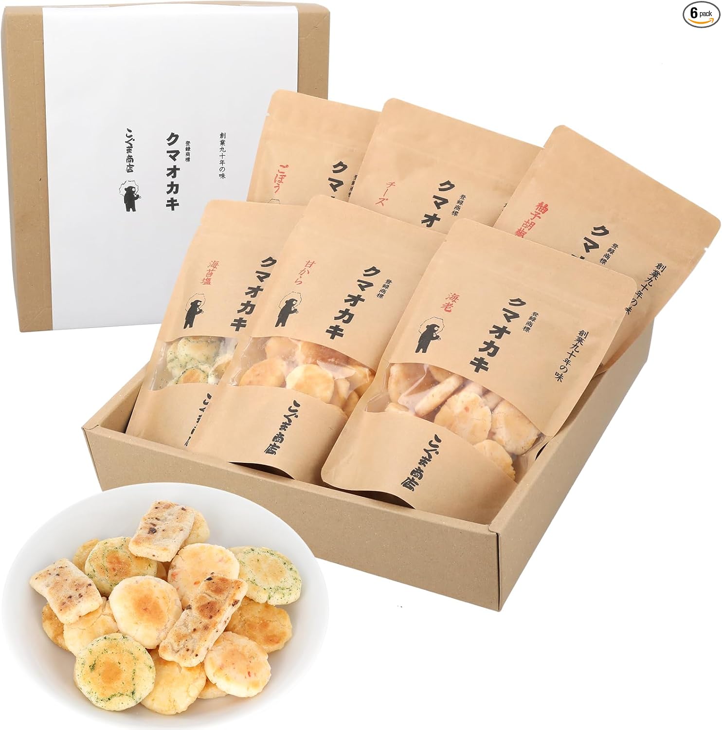 Koguma Shoten Kuma Oka-ki Crackers, Gift Snacks, Osaka Souvenir (50g × 3 bags, Seaweed Salt Flavor, 3-Pack, Popular Among Repeat Customers)