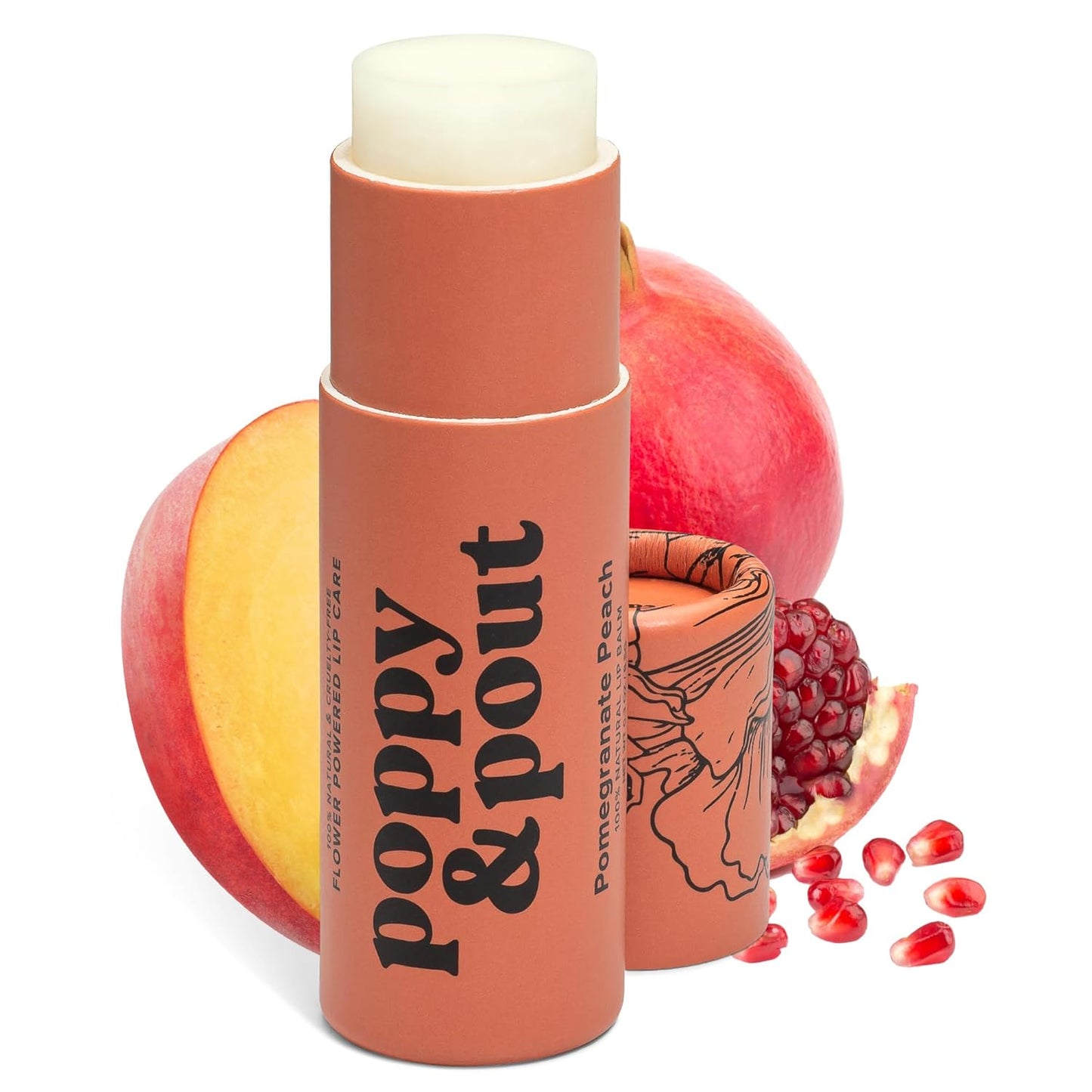 Poppy & Pout Bálsamo labial totalmente natural, tubo de cartón de 0.3 onzas, relleno a mano, cera de abejas, vitamina E, aceite de coco orgánico, libre de crueldad (flor de limón)
