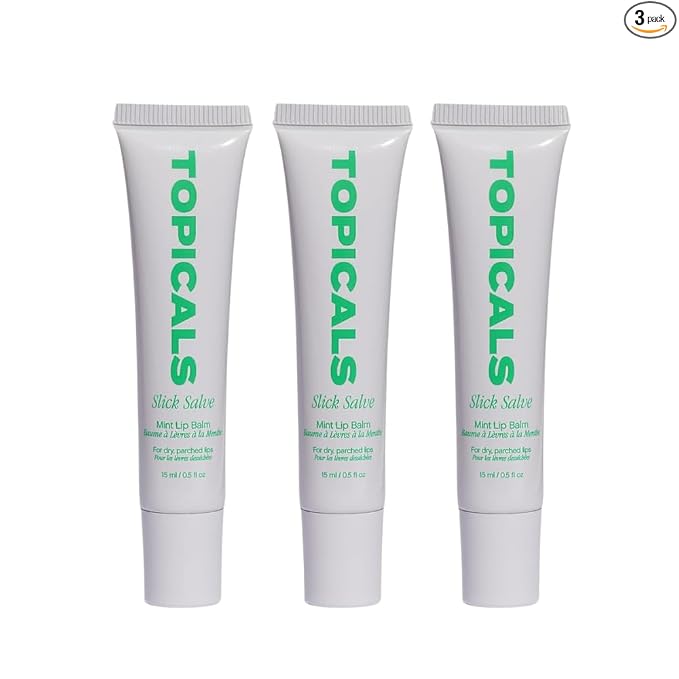 Topicals Slick Salve Mint Glossy Lip Balm | Alivia las molestias, fortalece la barrera y proporciona hidratación y alivio duraderos, fórmula vegana sin parabenos con ácido hialurónico y ceramidas (0.5