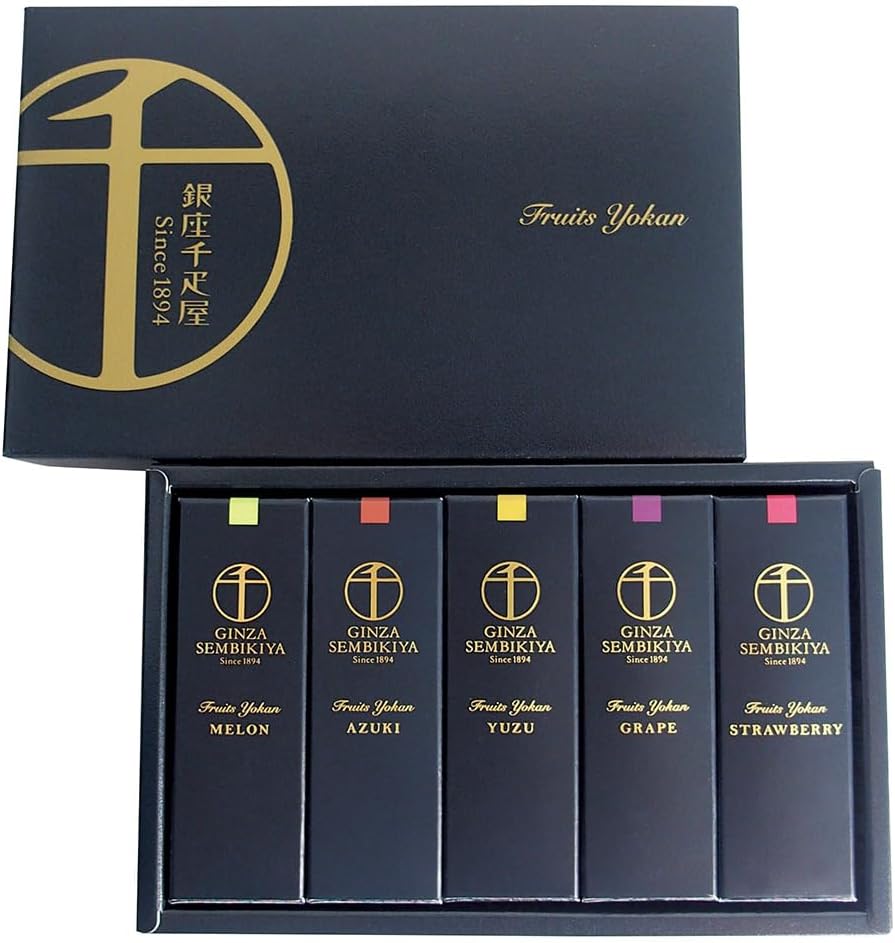 Ginza Senbikiya Ginza Fruit Yokan 6 pieces, Gift card included, Official wrapping, Official carry bag included, Gift