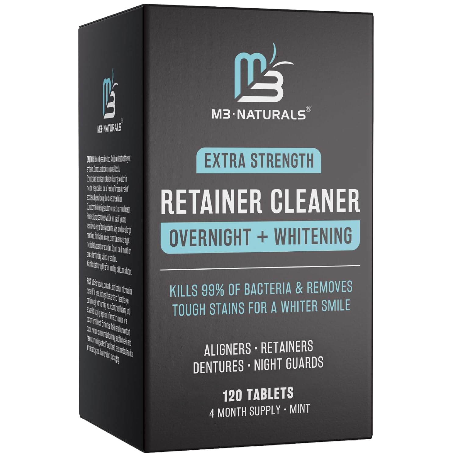 Retainer Cleanser Tablets Invisalign Cleaner, Removes Odors Discoloration Stains and Plaque 4 Month Supply Denture Cleansers Retainers Mouth Guards Denture Bath Mint by M3
