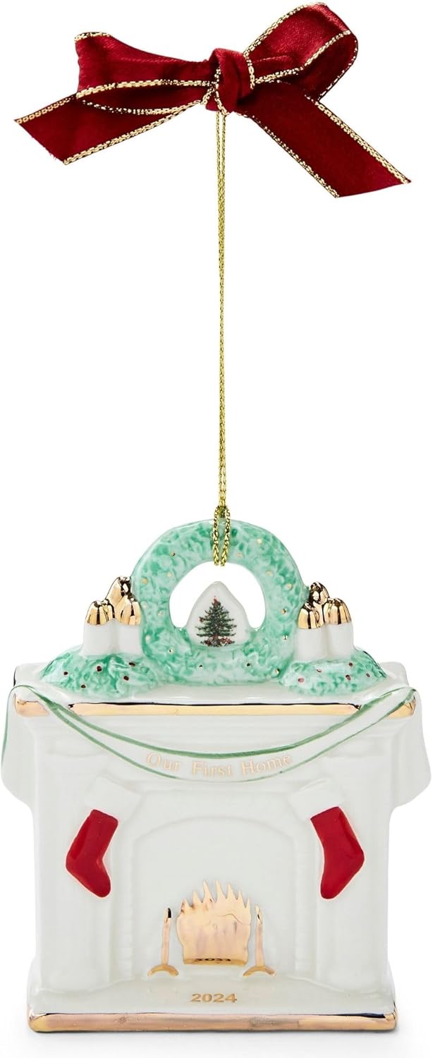 Spode Primer Adorno de Caballo 2025, Adorno de Día Festivo de Dolomite Pintado a Mano con Año Impreso, Adorno Único de Árbol de Navidad Celebrando Nuevo Hogar, Recuerdo de Vacaciones y Adorno de Árbol
