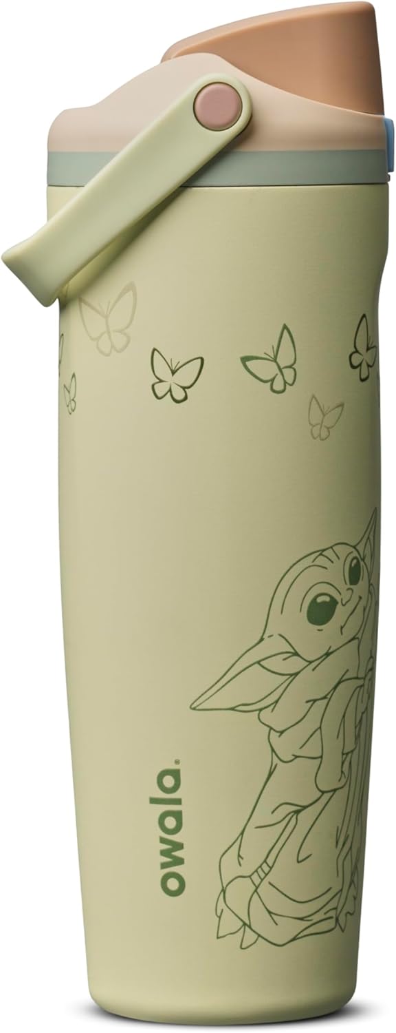Owala Star Wars FreeSip Sway - Botella de agua aislada de acero inoxidable con boquilla bidireccional, popote integrado y asa de cubo, hecha para viajes, escuela y deportes, 30 onzas, sin BPA, a