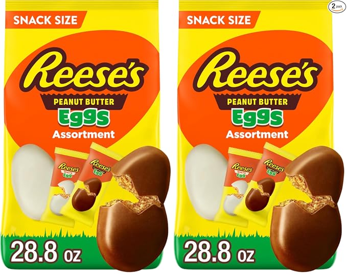 REESE'S Assorted Flavored Snack Size Peanut Butter Eggs, Candy Bag, Easter Candy, 28.8 oz