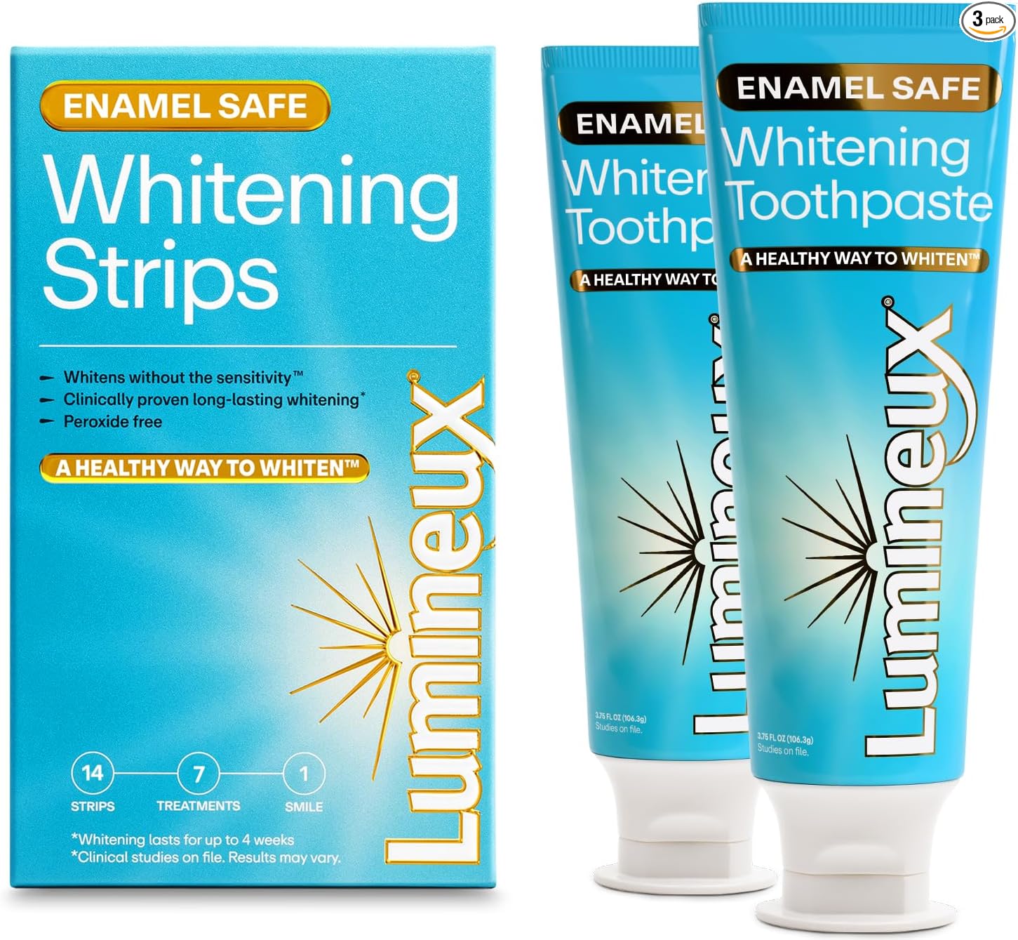 Kit de tiras blanqueadoras dentales Lumineux - 9 tratamientos - sin peróxido - seguro para el esmalte para dientes más blancos - blanqueamiento sin sensibilidad - formulado por dentistas - sin