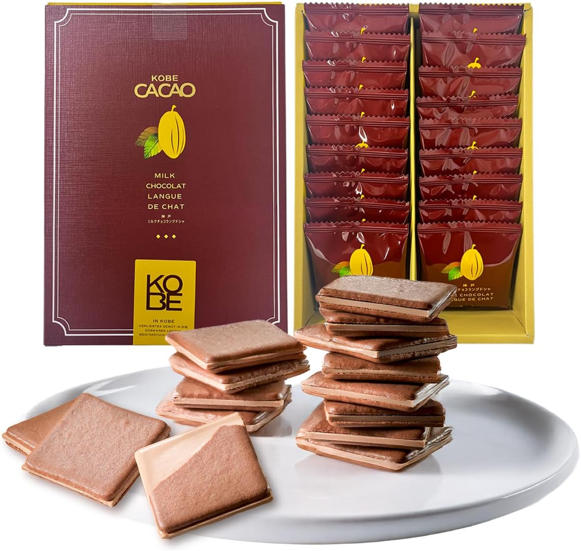 Konditorei Kobe Langdosha Milk Chocolate Cookies, 9-Piece Set, Popular, Pre-order, Individually Wrapped, Souvenir, Gift, Present, Sweets [Delicate sweetness of bittersweet cocoa dough and milk