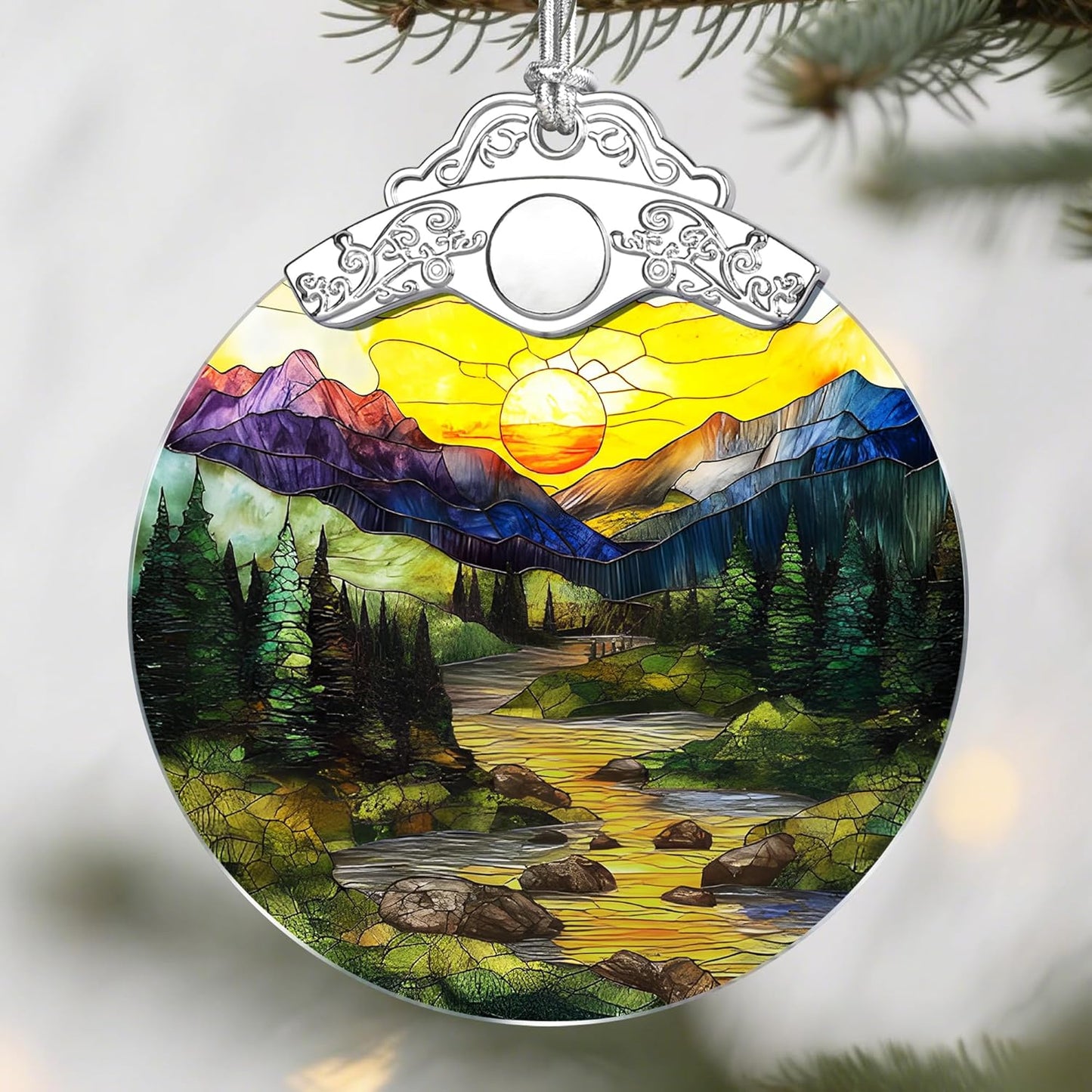 Adornos de Navidad de paisaje de montaña: adornos para árbol de Navidad, decoración navideña para alpinista, relleno de calcetines, ideas de regalo, regalos de Navidad y regalos para amantes de la