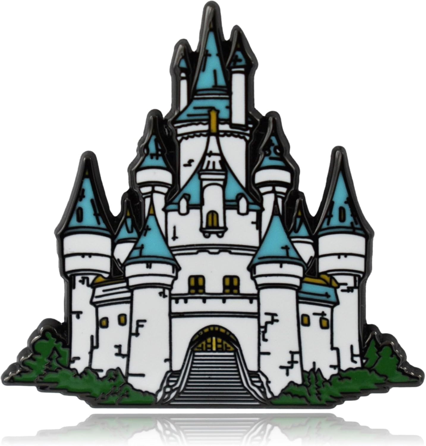 Pasador de esmalte de castillo de fantasía