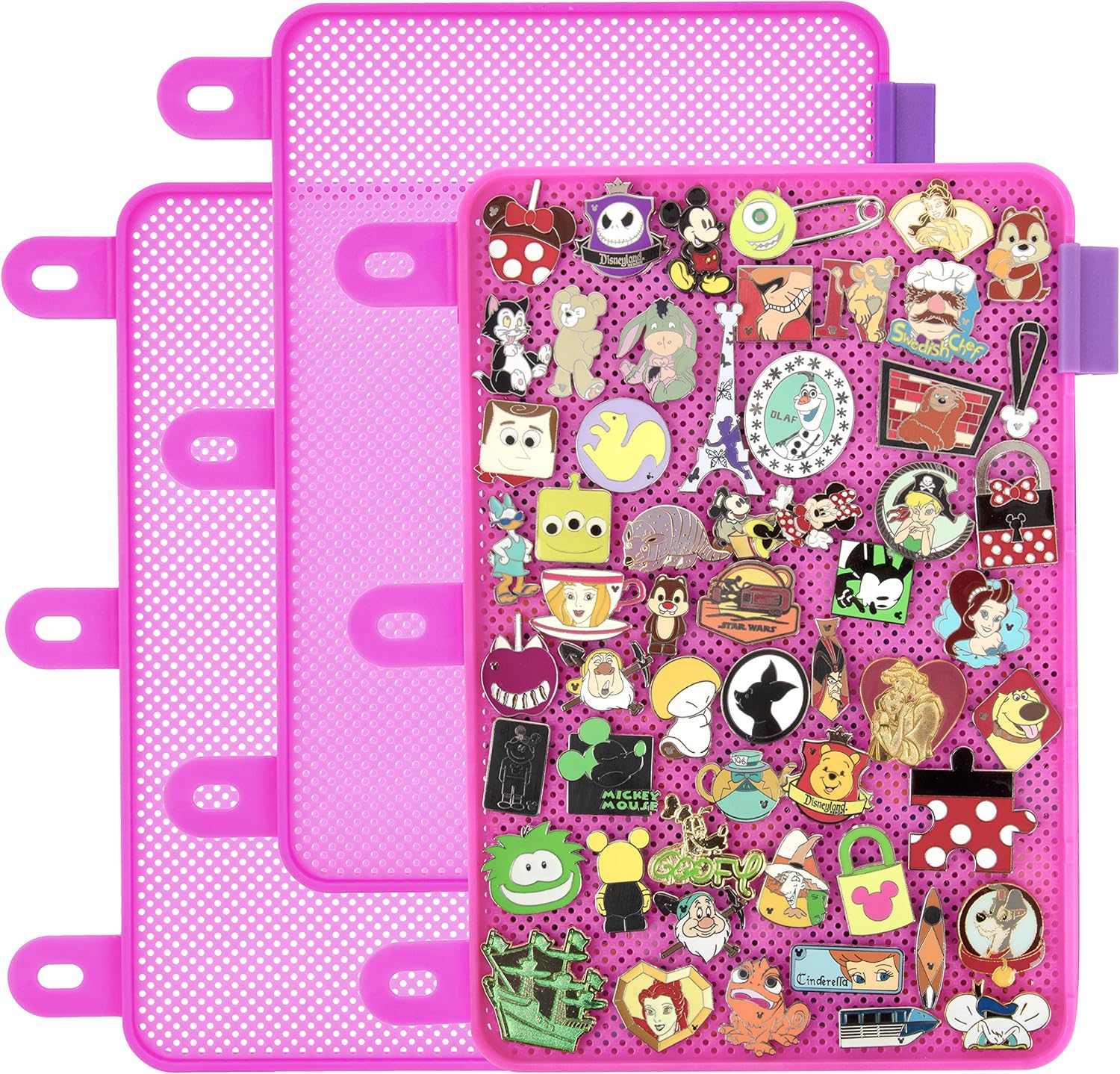 Páginas de exhibición de pines esmaltados (1 unidad) – Muestra e intercambia tus pines coleccionables de Disney en cualquier carpeta de 3 anillas – Las páginas se colocan planas con pinbacks y no se hunden (rosa, pines no incluidos)