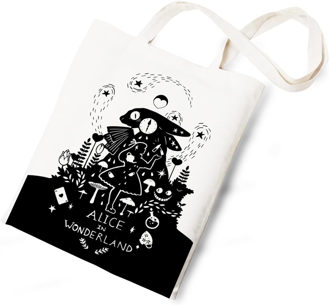 Silhouette of Alice Tote Bag Cotton Reusable Tote Shoulder Bag Fans Canvas Tote Bag For Gifts For Friends Fans
