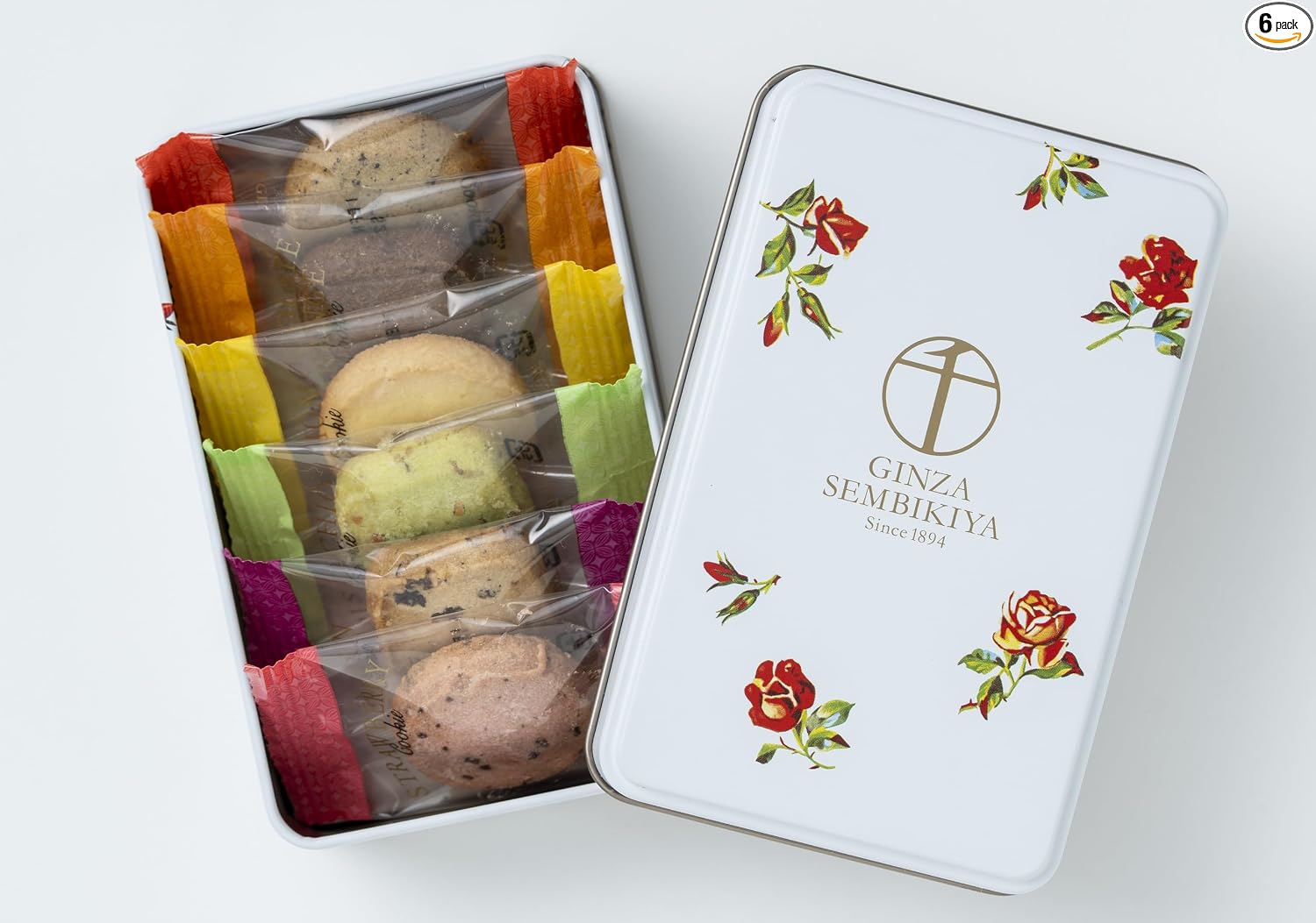 Ginzakisenbiki-ya Canned Ginza Cookies (6 pieces) Gift, Sweets, Baked Goods, Cookie Assortment