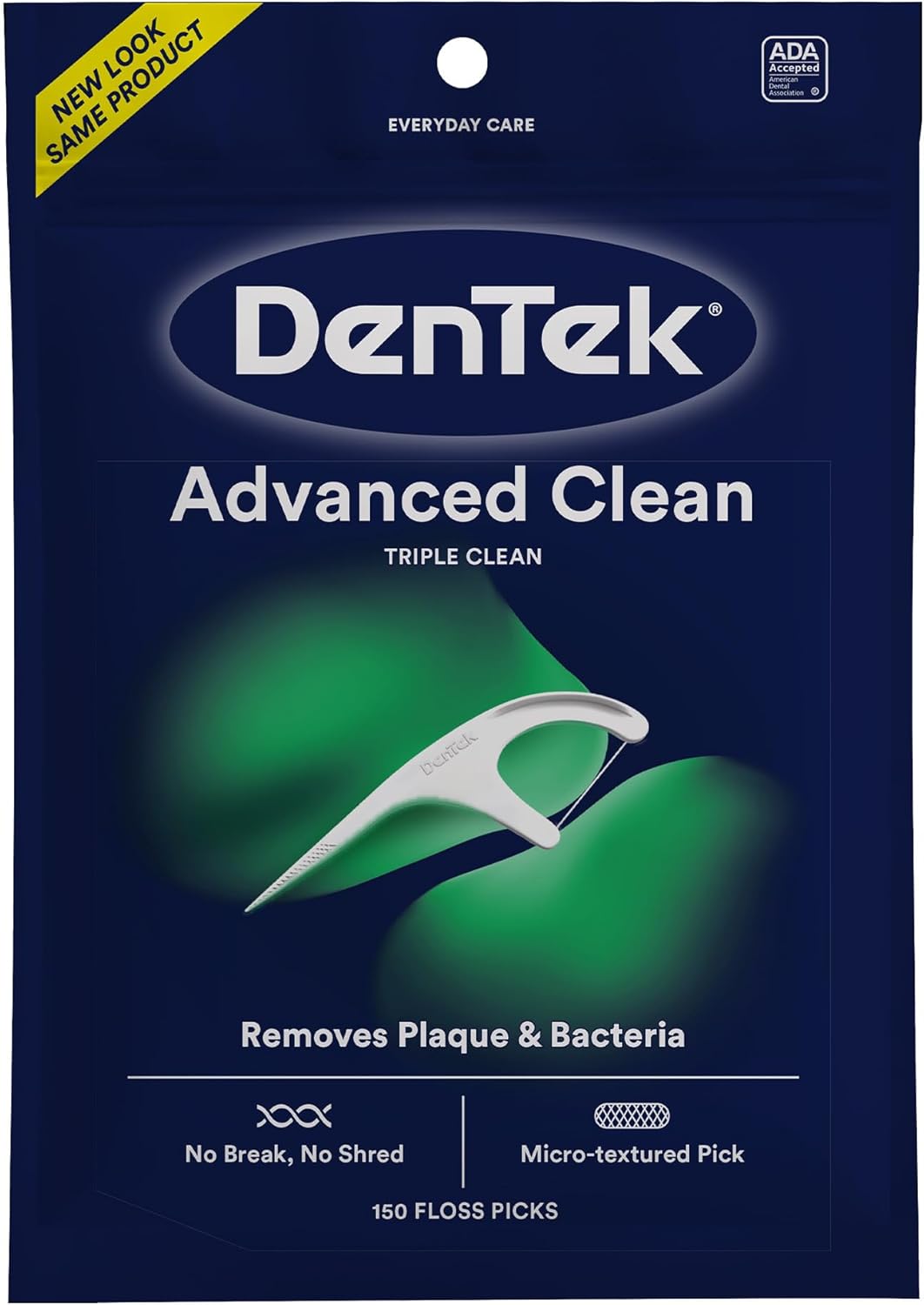 DenTek - Selecciones de hilo dental de limpieza avanzada Triple Clean, sin roturas y sin deshilachado, 150 unidades (el empaque puede variar)