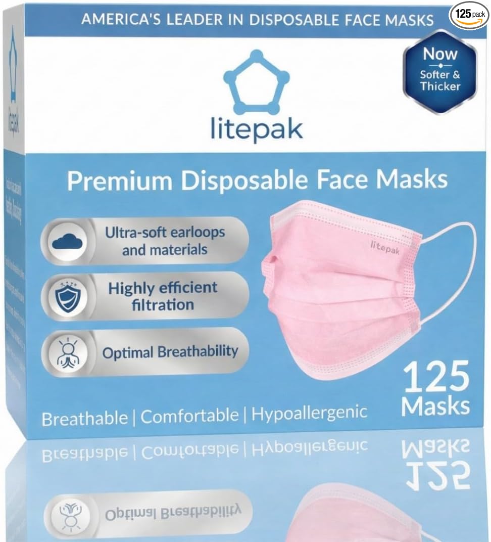 Máscara de filtro desechable 3 Ply Earlook, hipoalergénico, quirúrgico, dental, médico, de alta calidad., Azul, 1