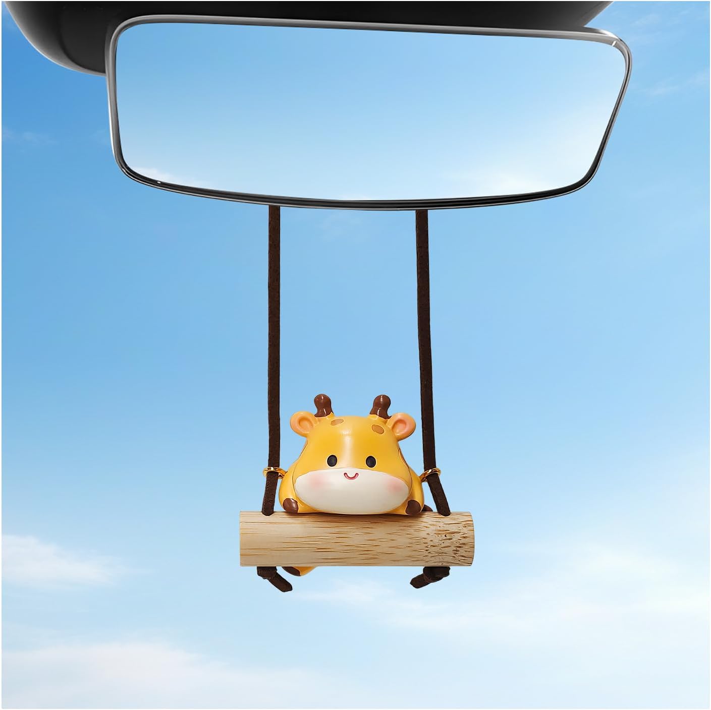 Adorno colgante de espejo retrovisor de vaca oscilante, bonito colgante de espejo retrovisor de resina, divertido colgante de vaca, accesorios interiores universales para automóvil, SUV, camión