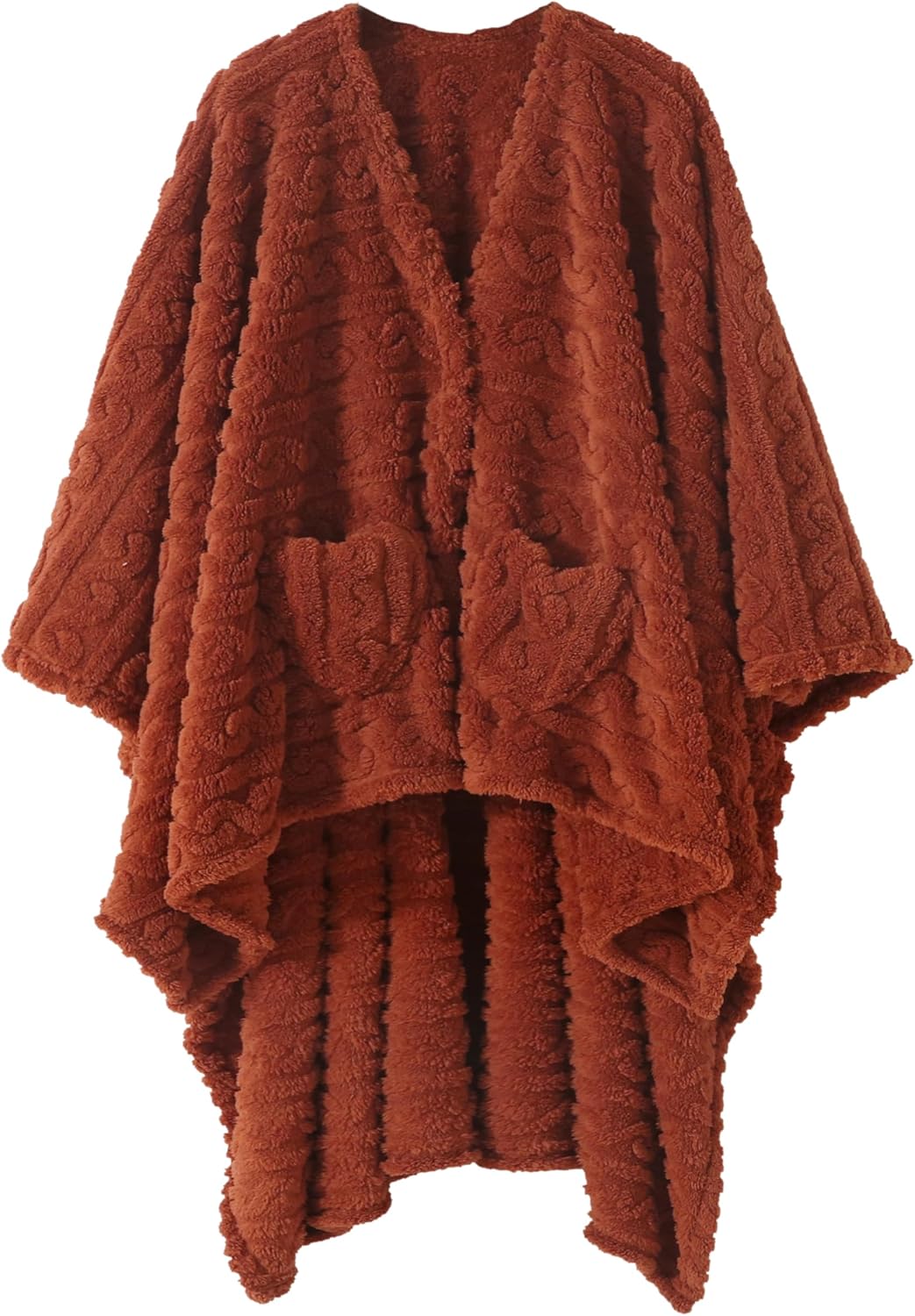Manta de Poncho para adulto, acogedora manta de forro polar Sherpa con bolsillos para la oficina y el salón (verde, 58 x 64 pulgadas)