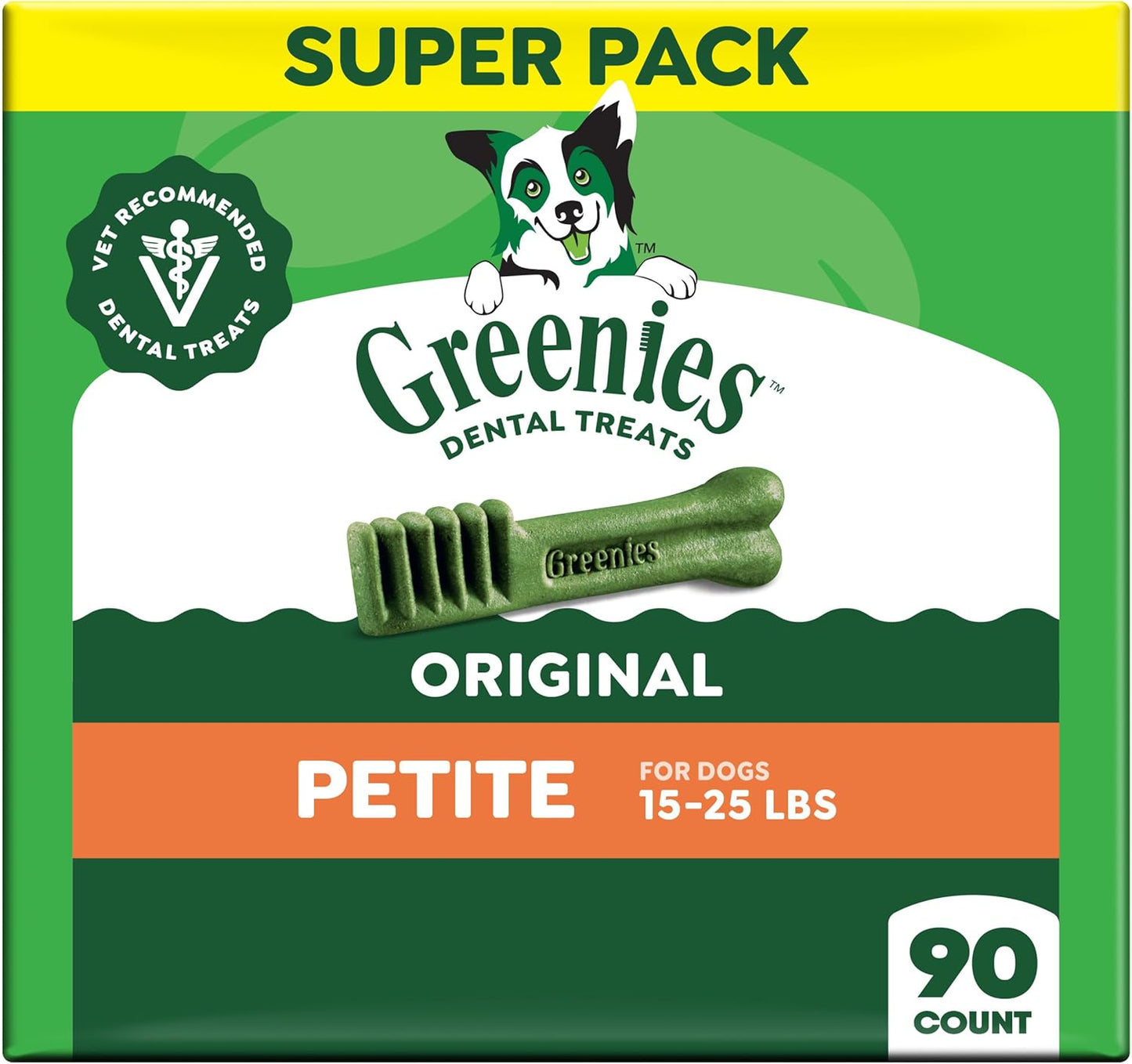 Greenies - Golosinas naturales para la salud dental de perros pequeños, sabor original, paquete de 36 onzas (60 unidades)